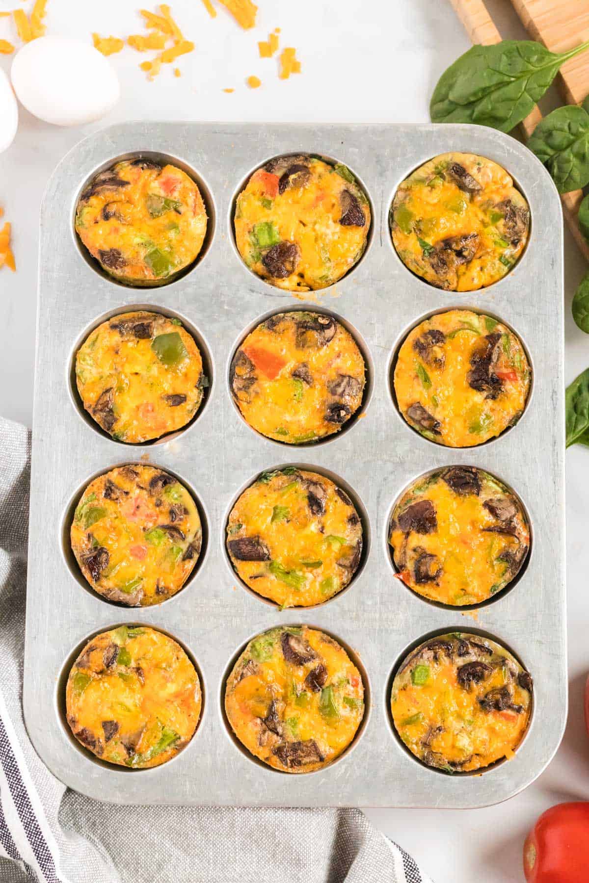 cooked egg muffins in the muffin tin