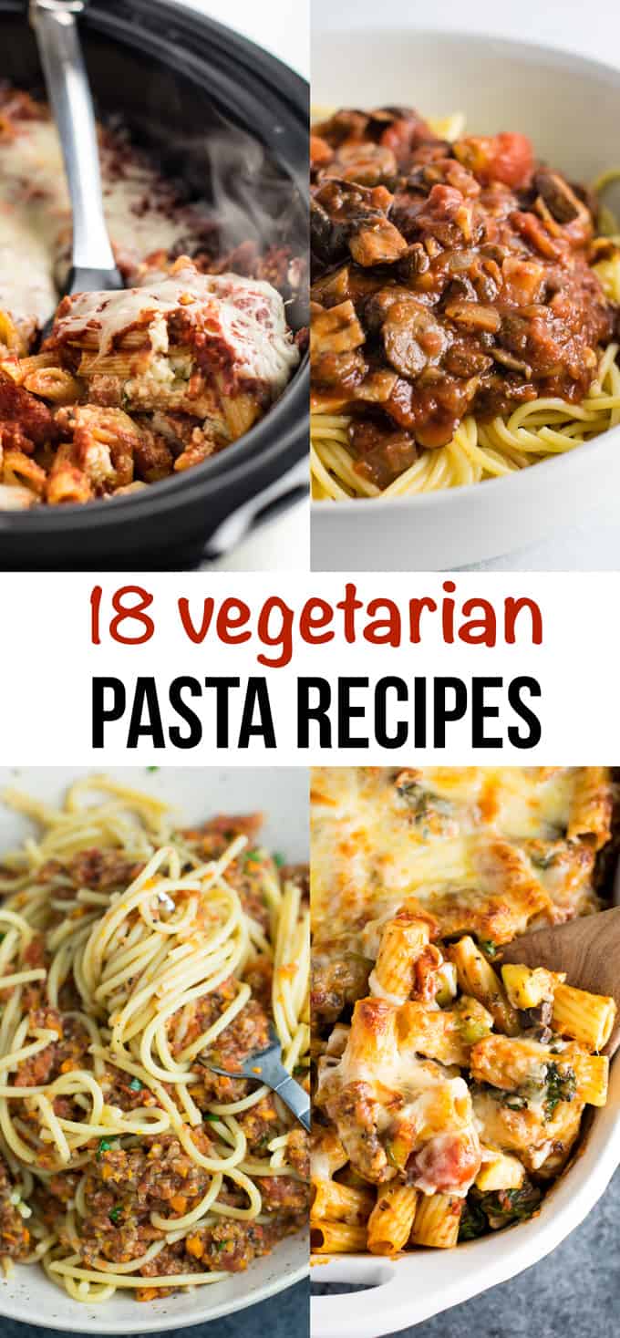 18 vegetarian pasta recipes - these look so good! #vegetarianpasta #vegetarianpastarecipes #pastarecipes #dinner #dinnerrecipe #vegetariandinner #meatless