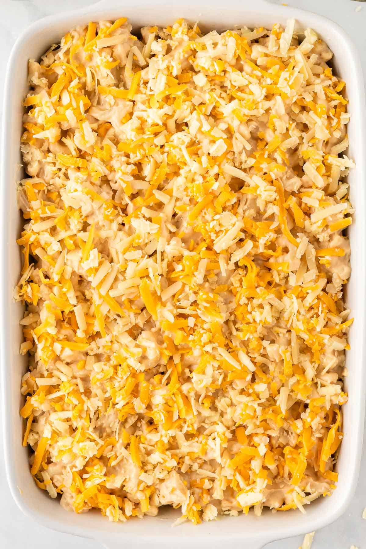 mac and cheese noodles topped with more cheese