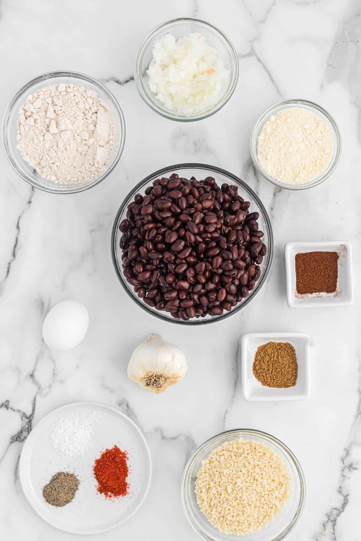 ingredients to make homemade black bean burgers