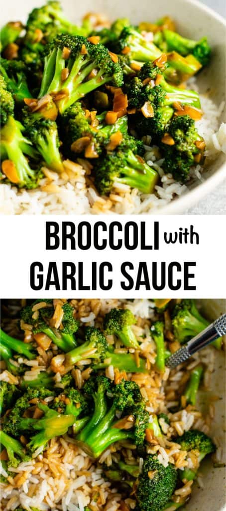 Broccoli stir fry recipe – this is so easy to make and the stir fry sauce is only 3 ingredients! Tastes just like takeout. #broccoliwithgarlicsauce #stirfry #stirfrysauce #broccolistirfry #vegan #vegetarian #sidedish #chinese