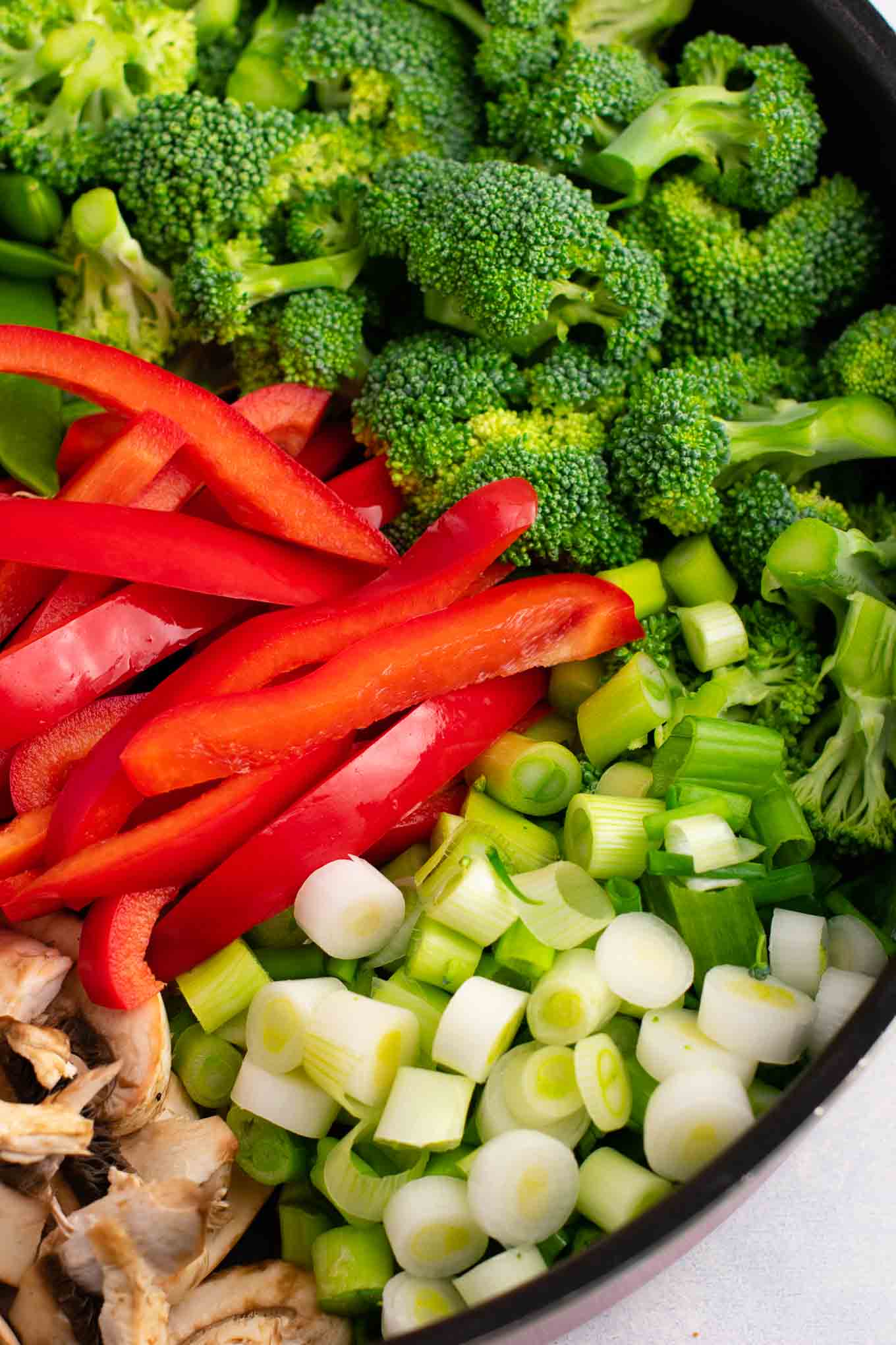 bell pepper green onion and broccoli