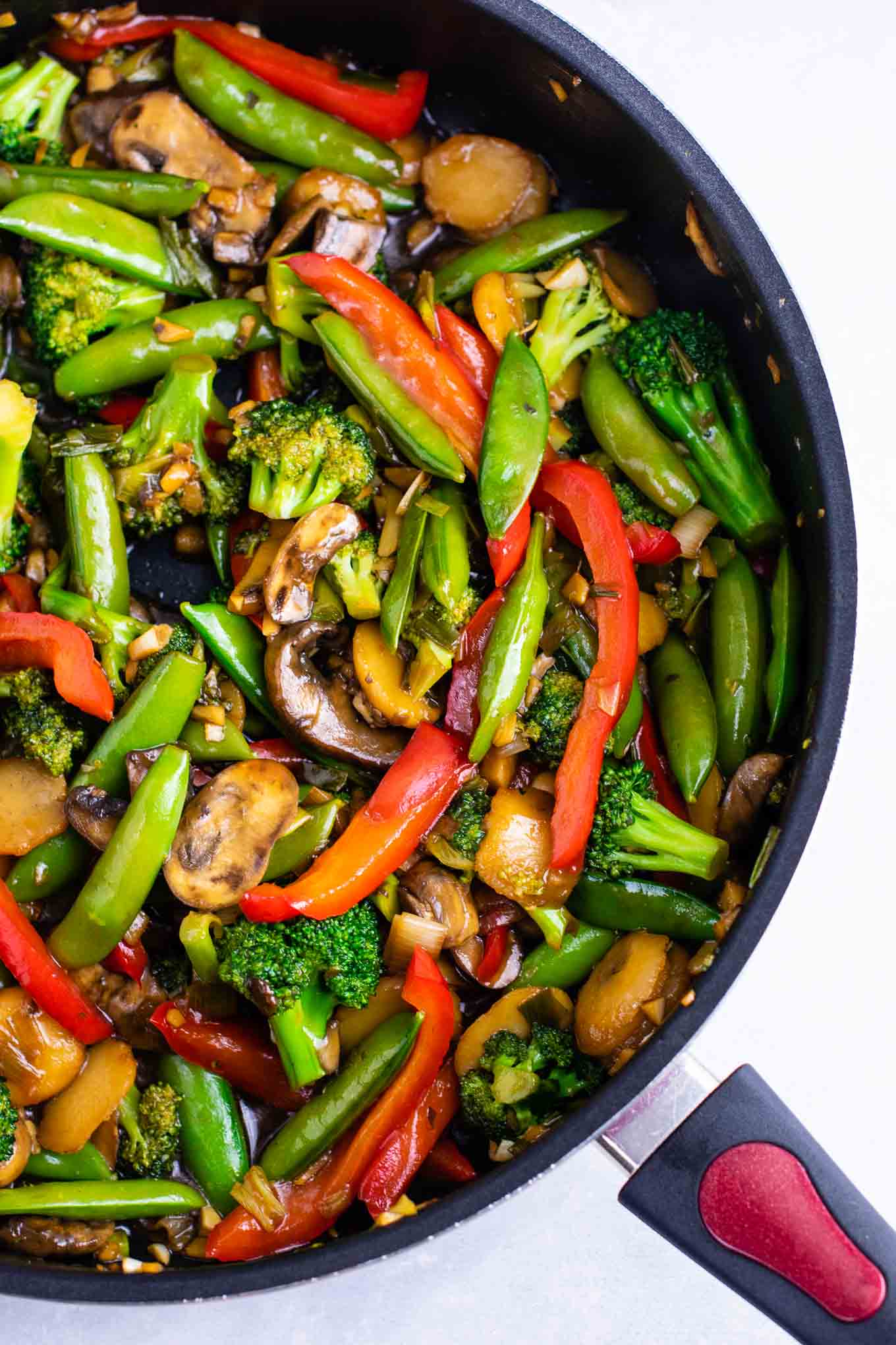 Stir fry vegetables recipe in a skillet