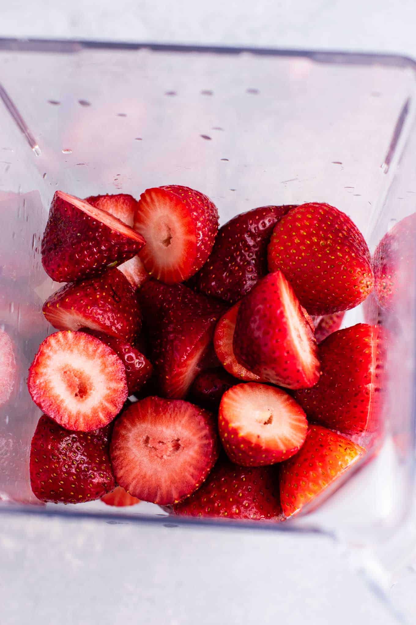 strawberries in a blender