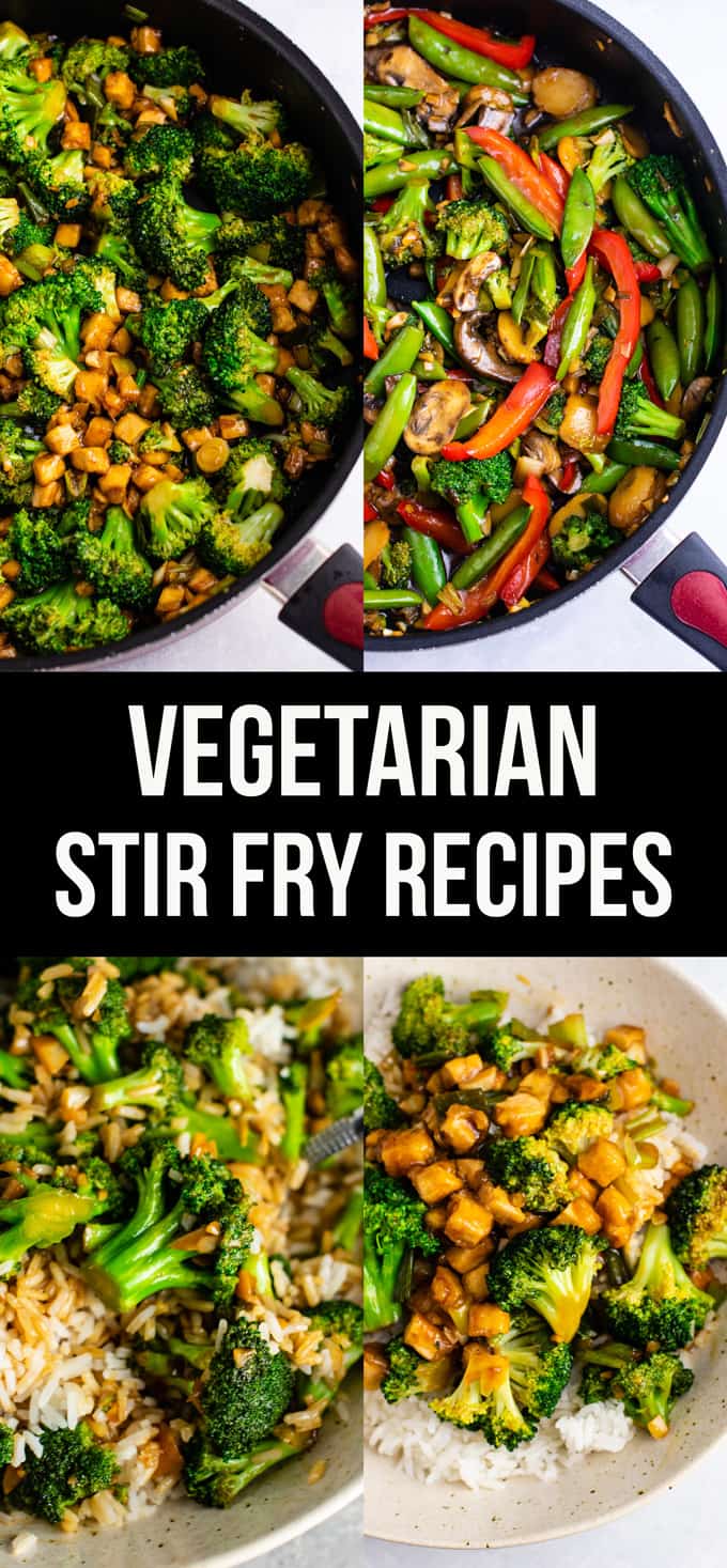 A collection of the best vegetarian stir fry recipes! Perfect for making healthy takeout at home! #vegetarian #stirfry #stirfrysauce #stirfryrecipes #dinner #meatless #tofu #vegetariandinner