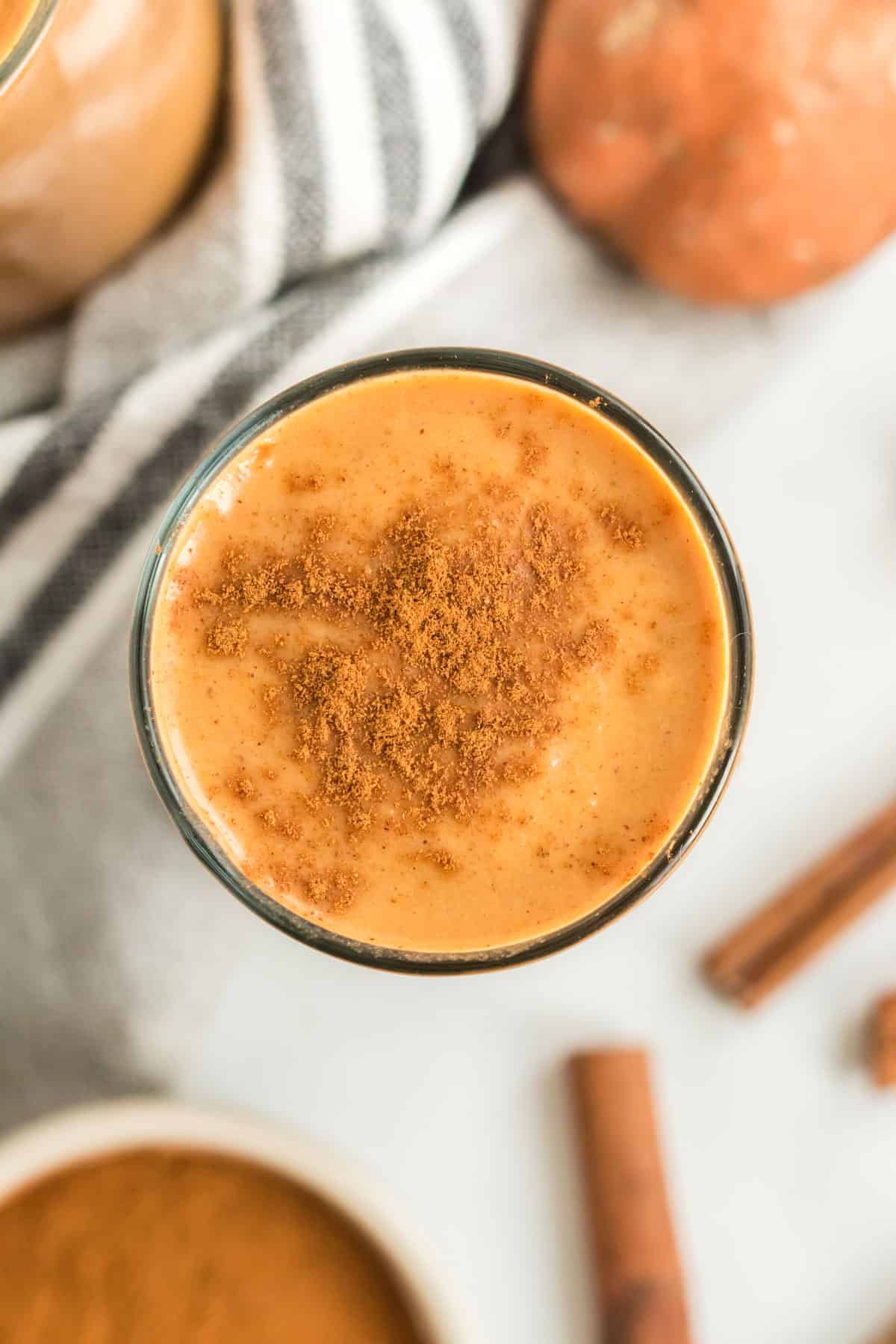 sweet potato smoothie topped with cinnamon