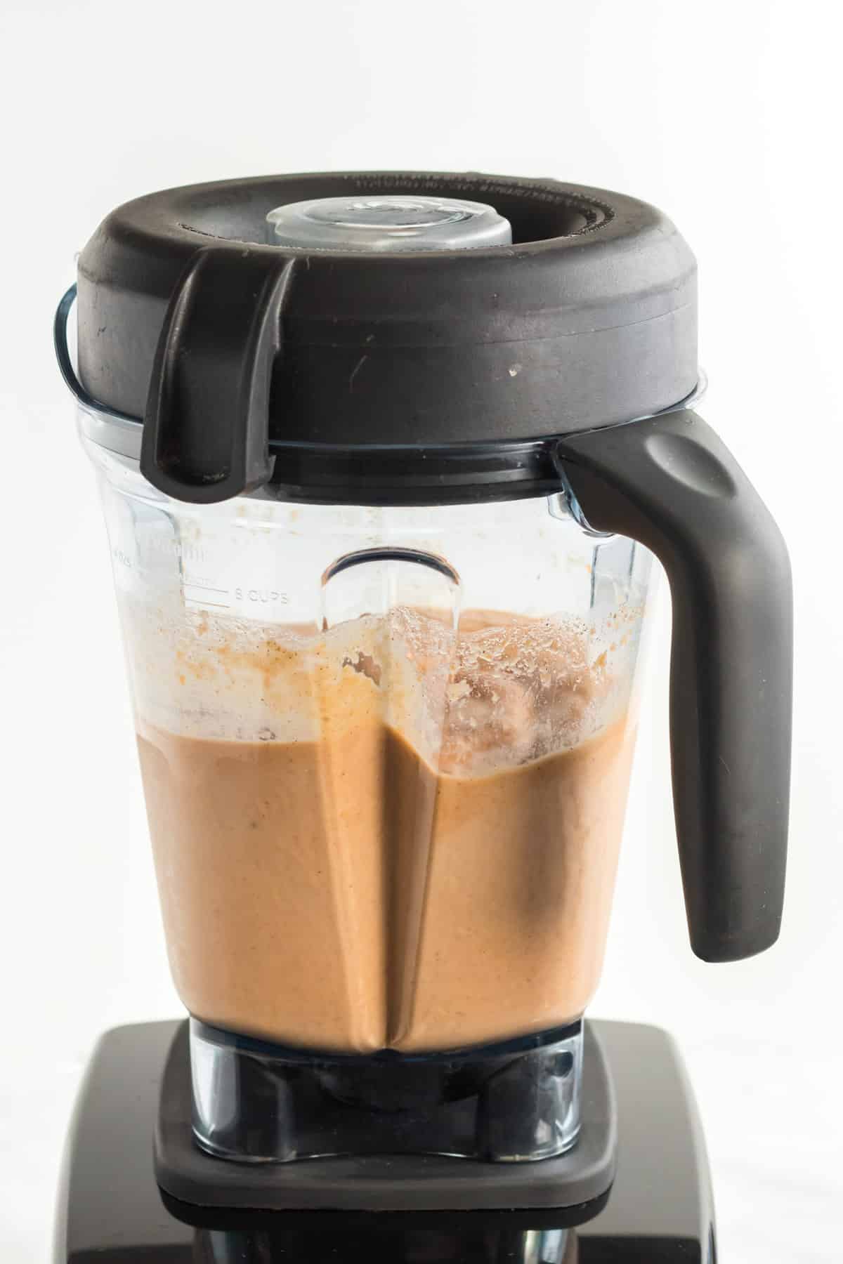 blender filled with sweet potato smoothie