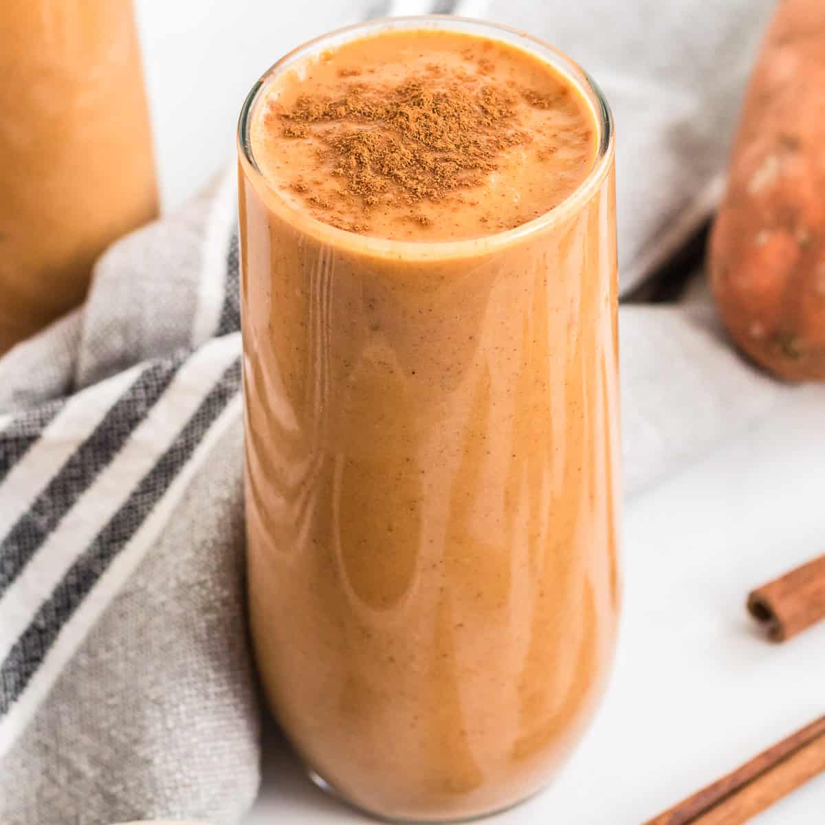 sweet potato smoothie topped with cinnamon