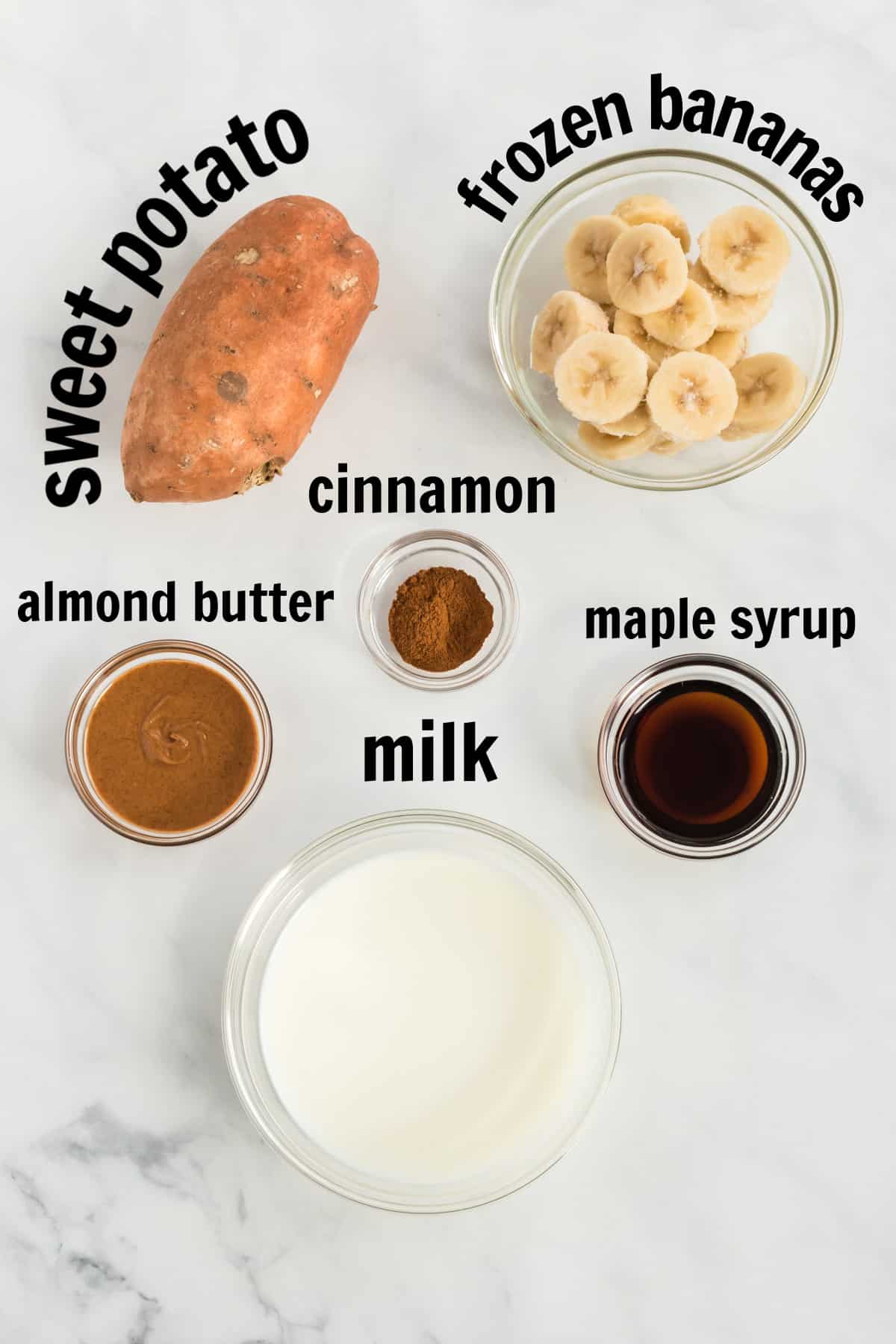 ingredients needed to make a sweet potato smoothie