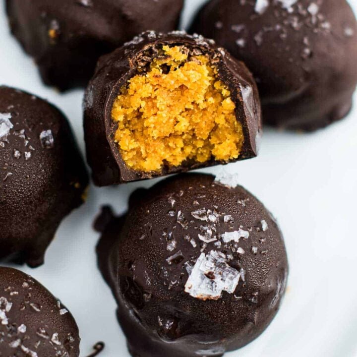 pumpkin truffles on a plate