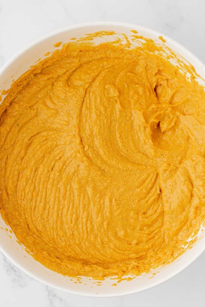 pumpkin cream cheese dip in a mixing bowl