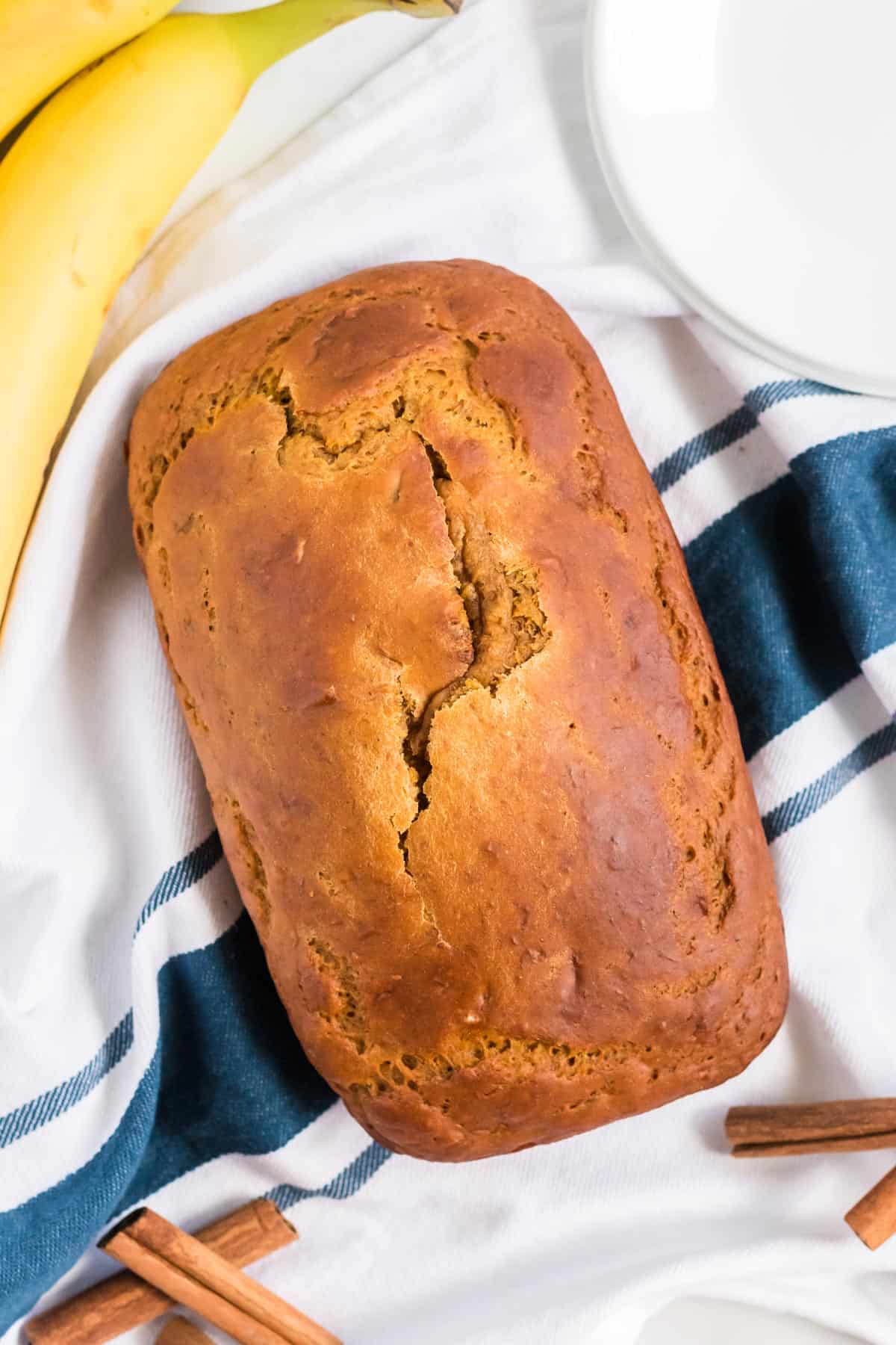 pumpkin loaf on a kitchen towel