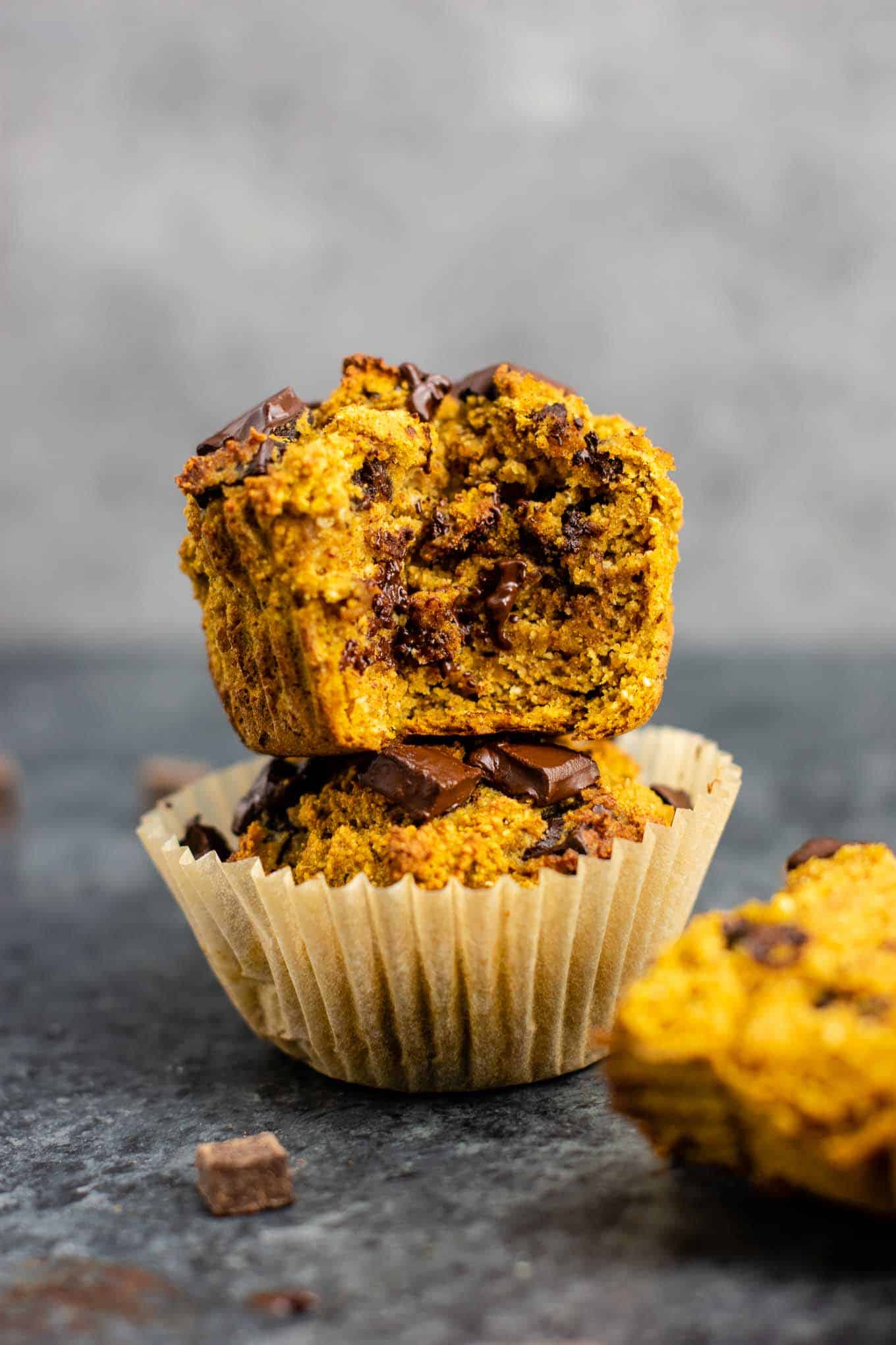 pumpkin muffins stacked