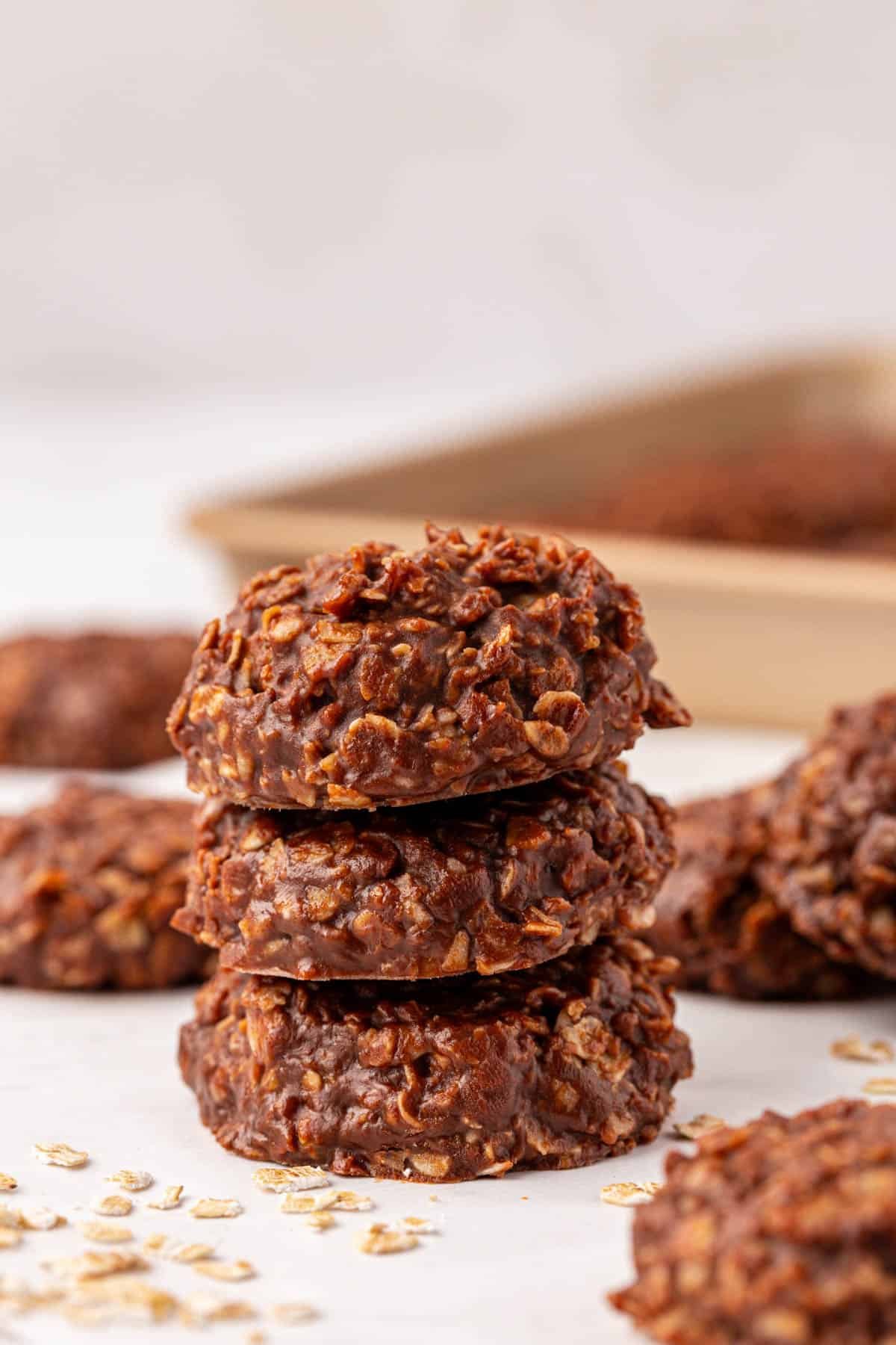 healthy no bake cookies stacked