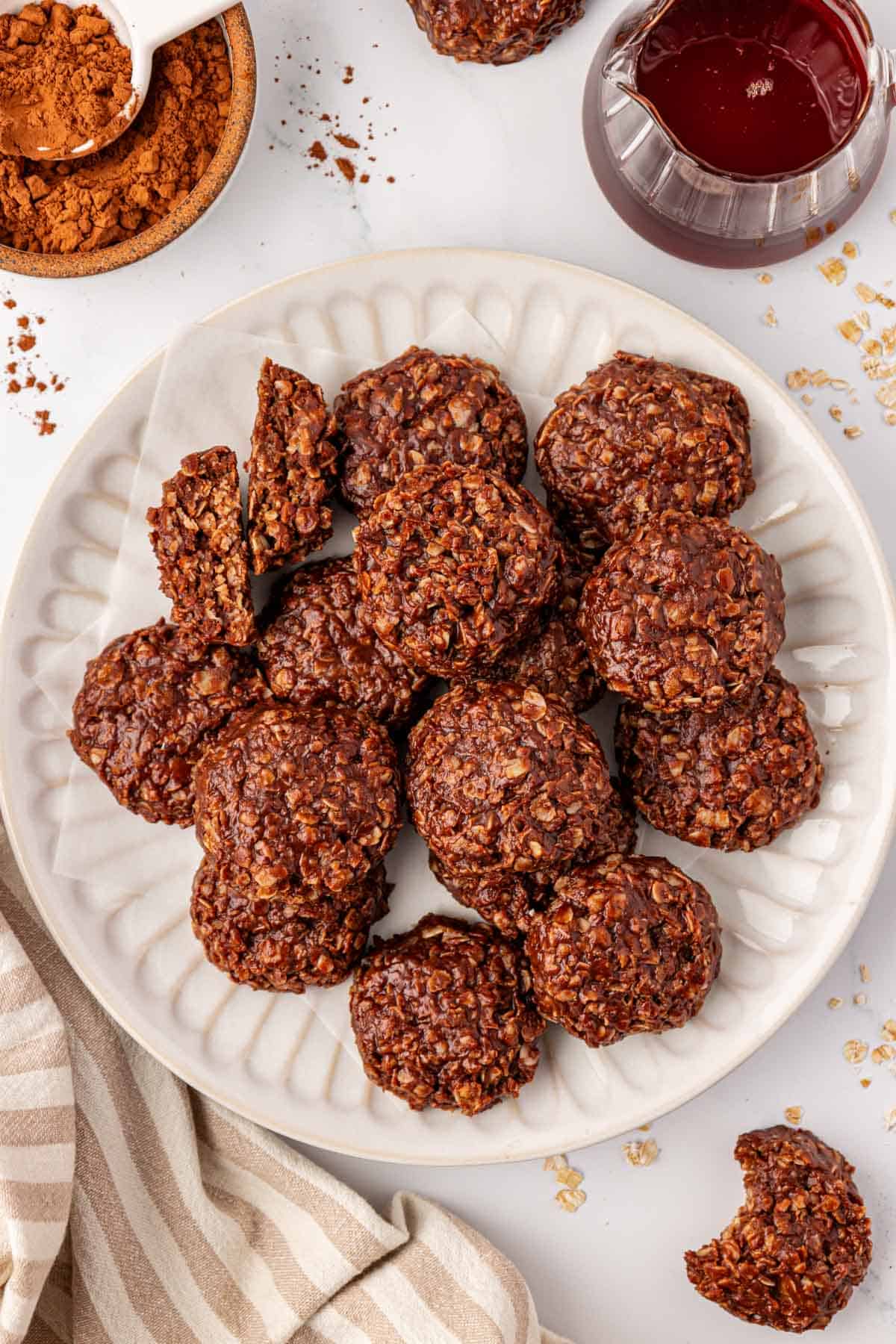 healthy no bake cookies on a plate