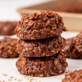 healthy no bake cookies stacked