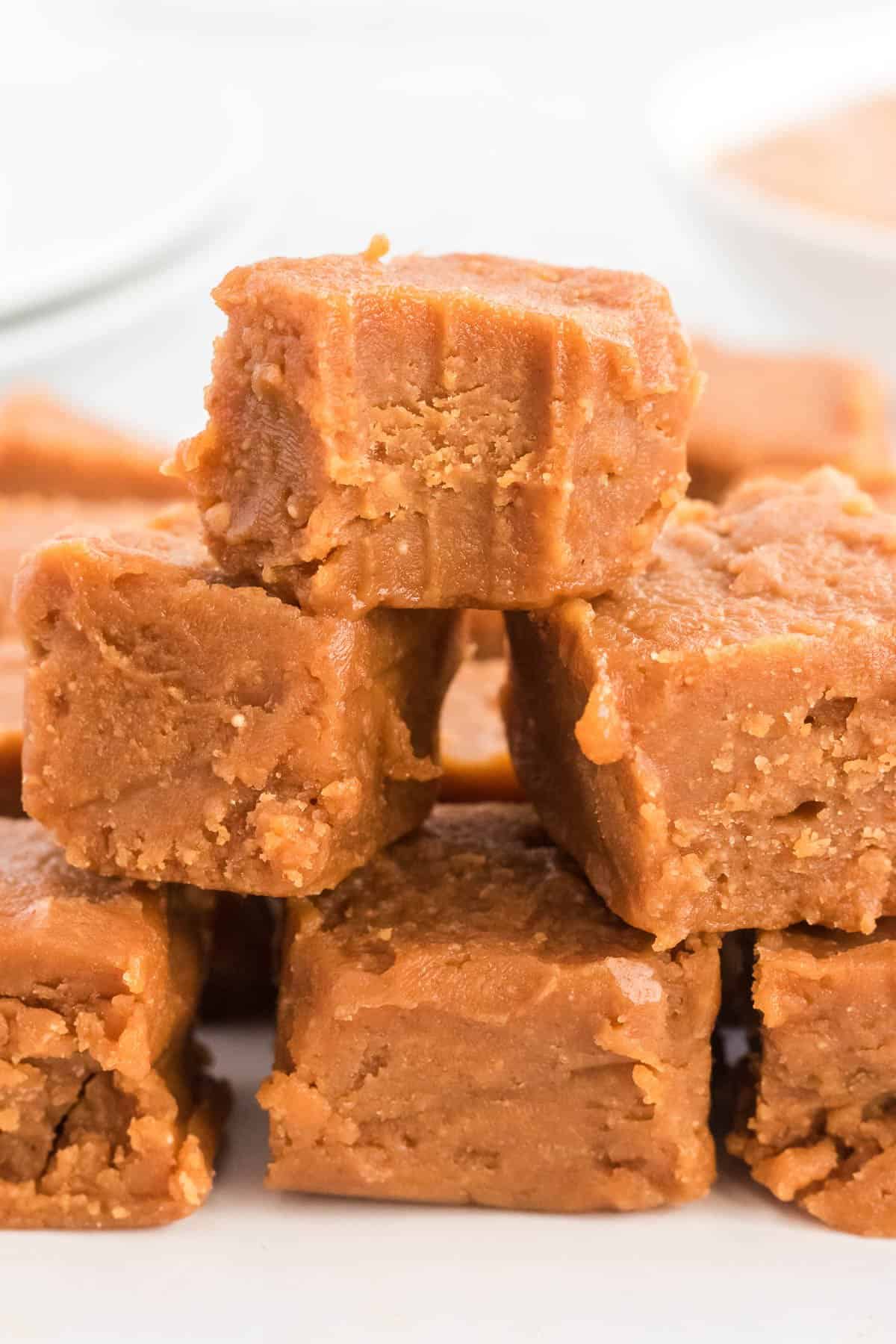 peanut butter fudge with a bite taken out