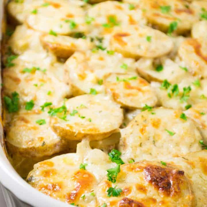 Parmesan and White Cheddar Scalloped Potatoes