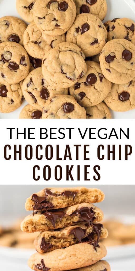 image with text "the best vegan chocolate chip cookies"