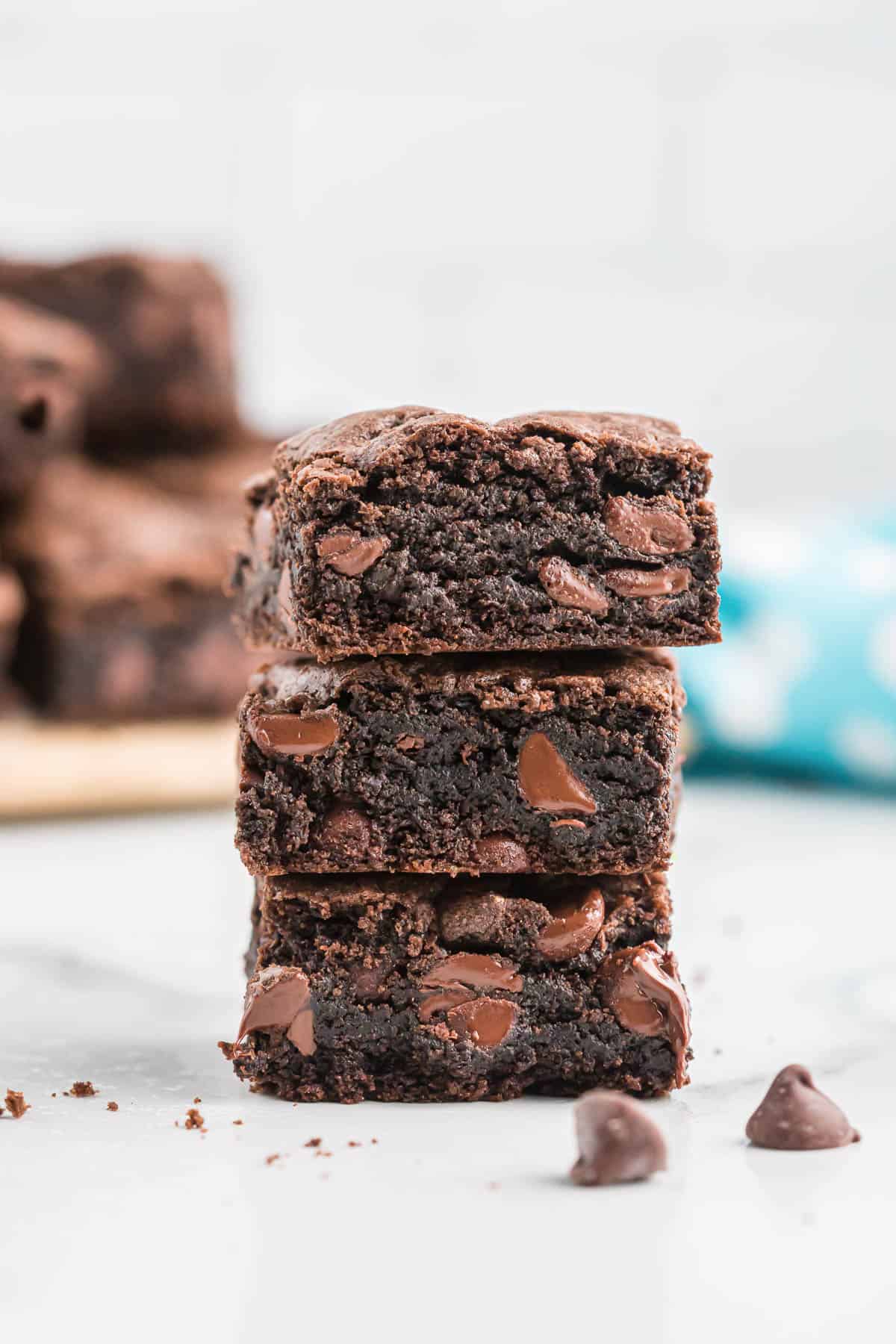 cake mix brownies stacked 