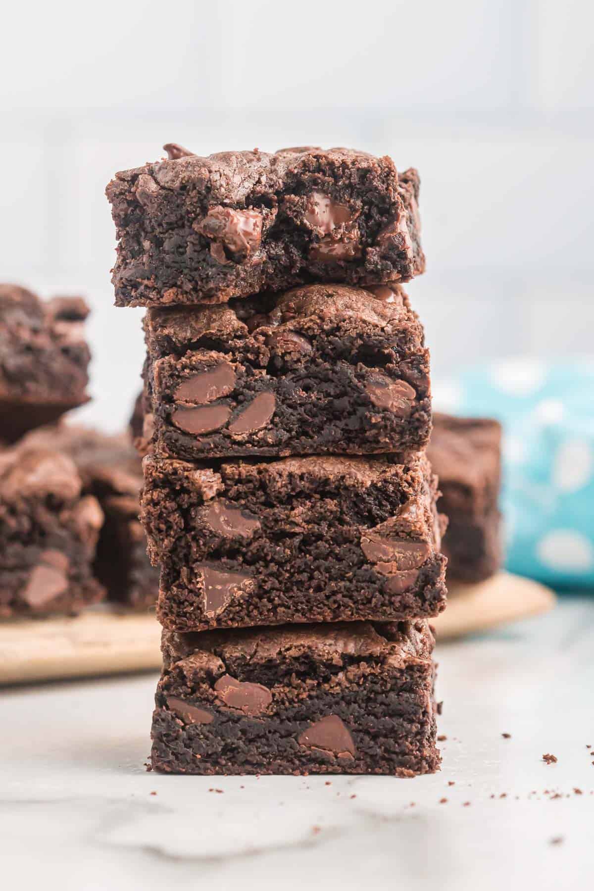 cake mix brownies stacked
