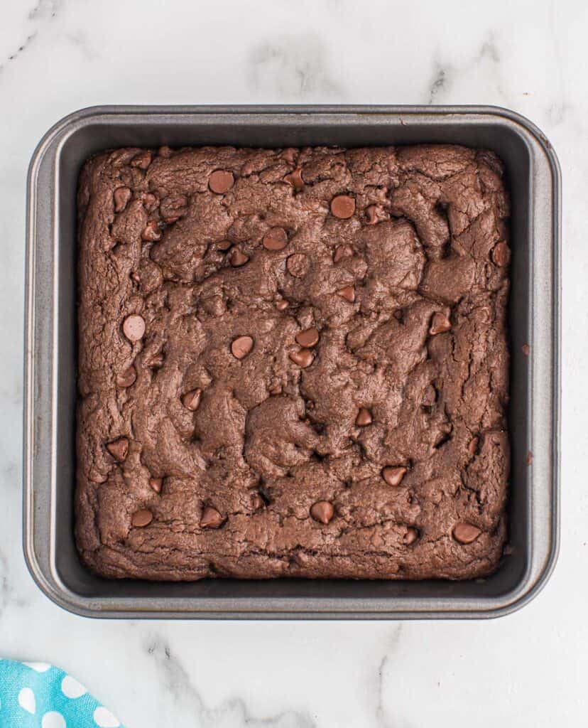 cake mix brownies in the pan