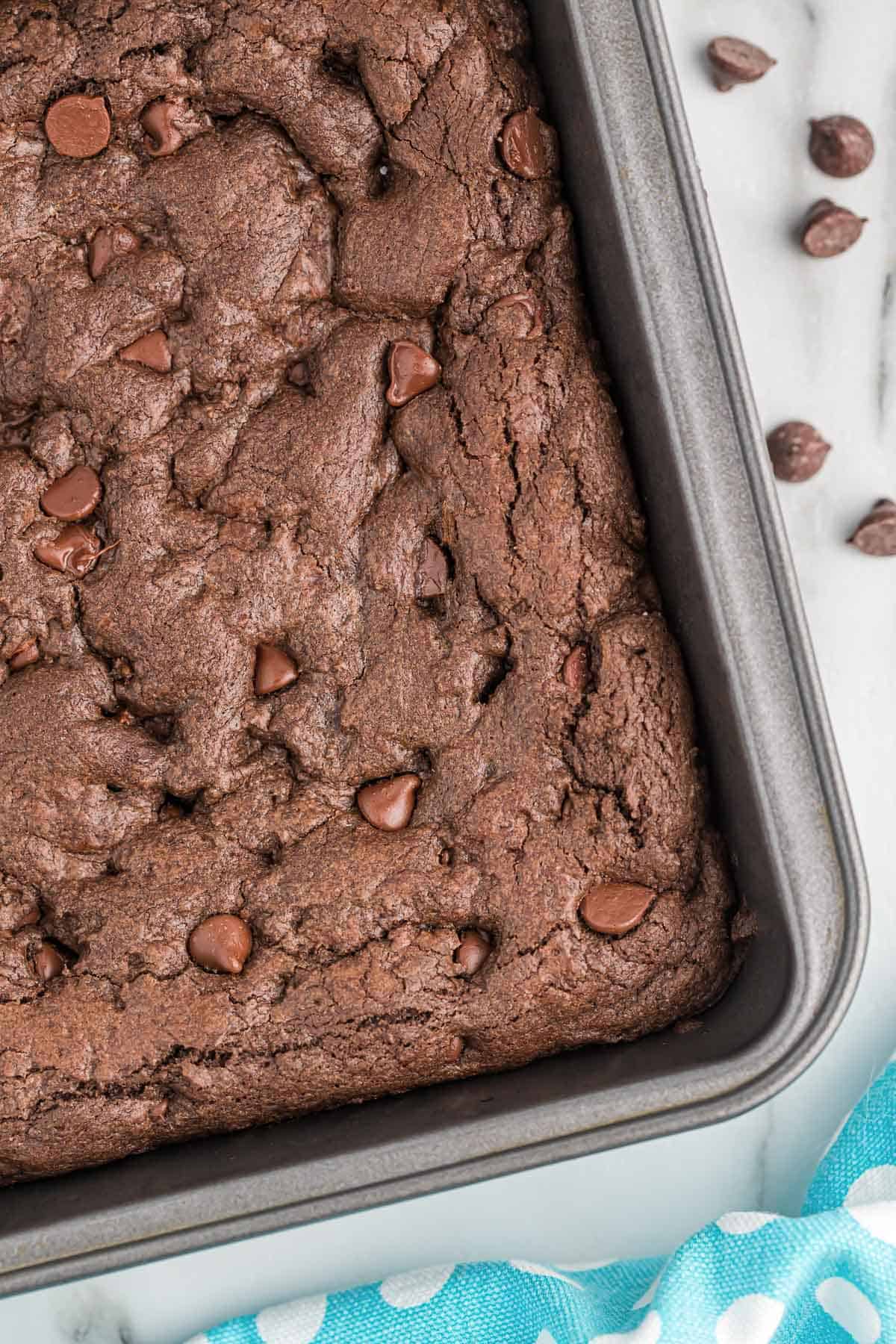 cake mix brownies in the pan