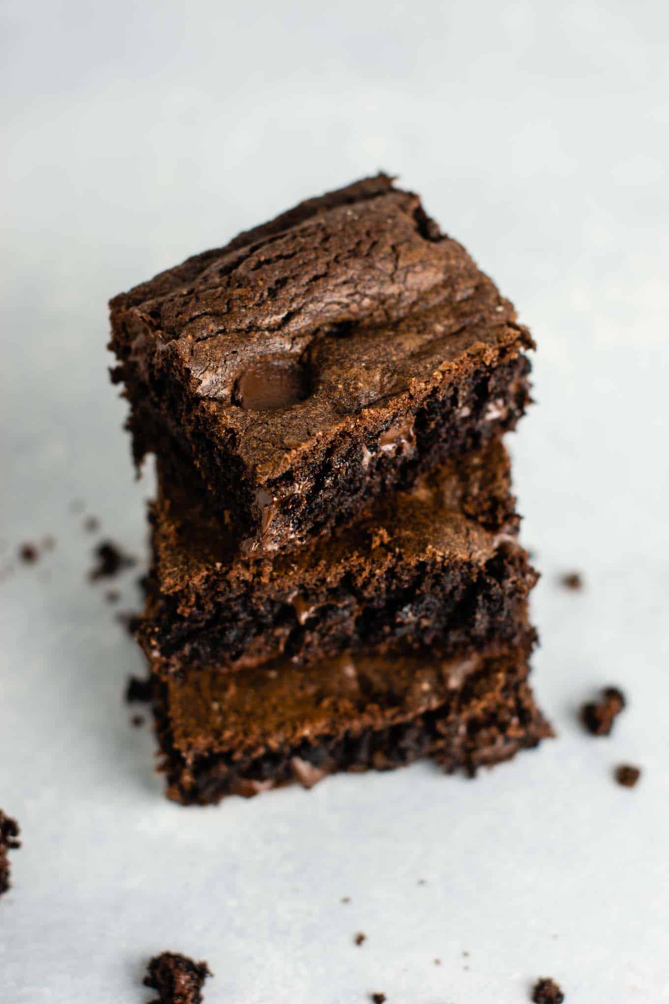 three brownies stacked on top of each other