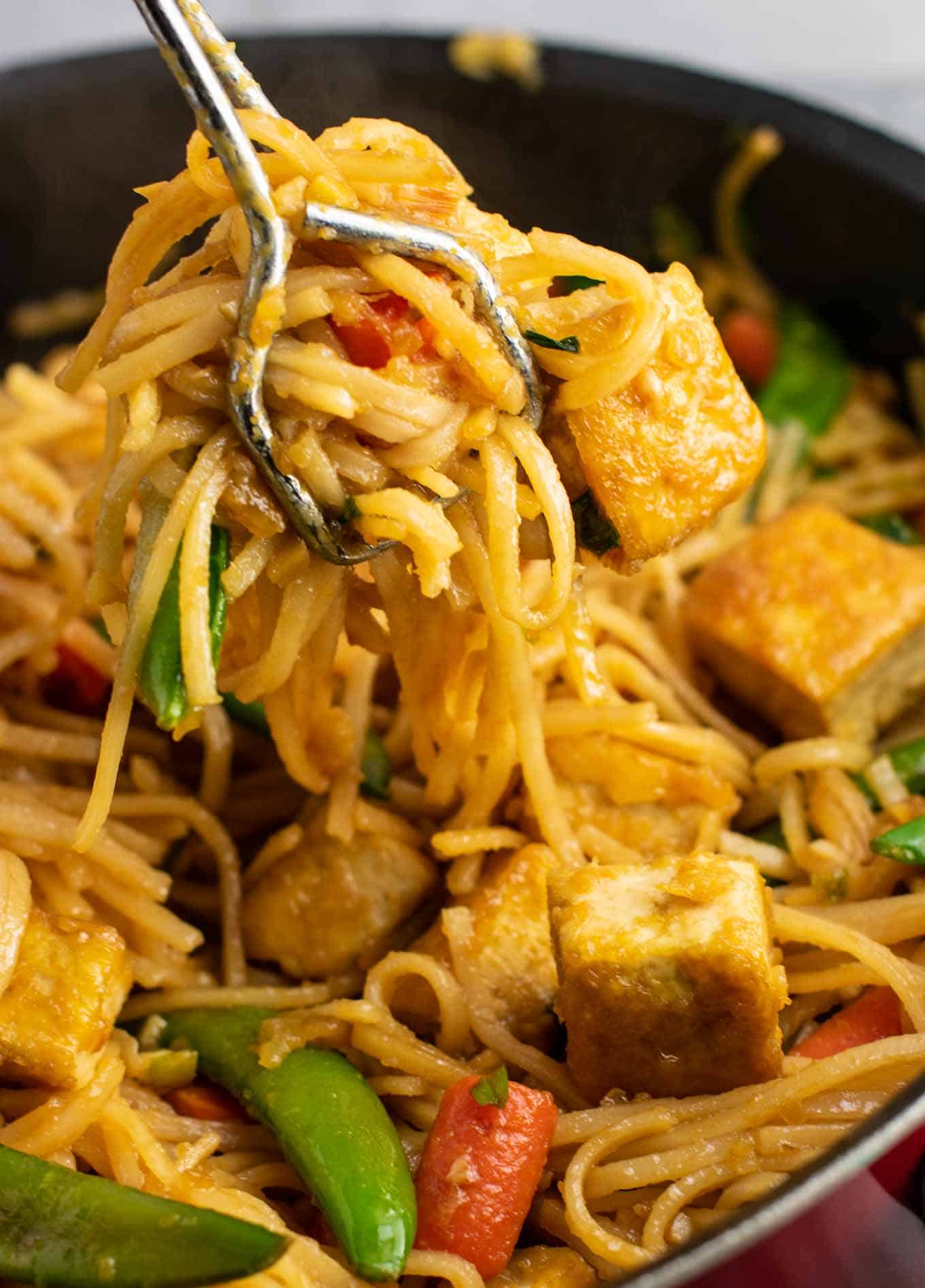 gluten free tofu noodle stir fry