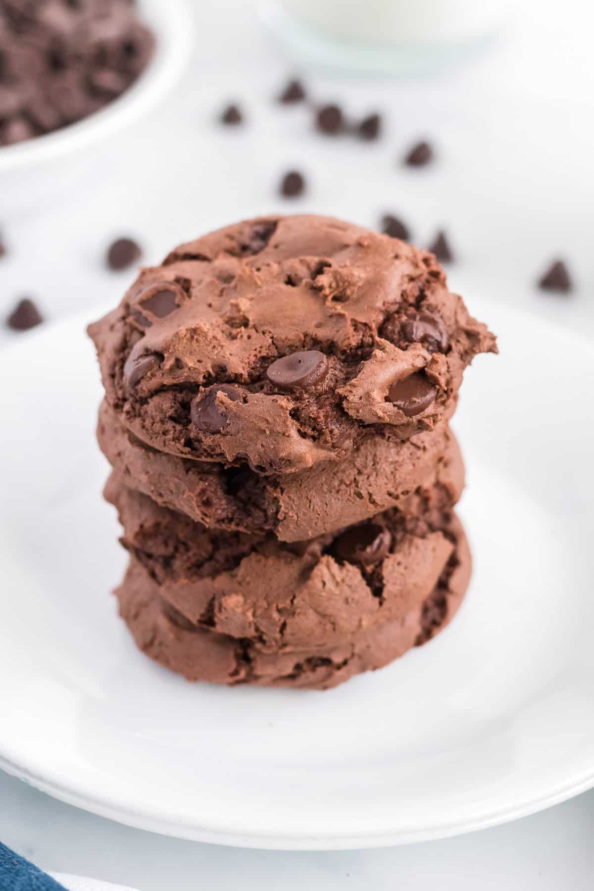 stacked chocolate cake mix cookies