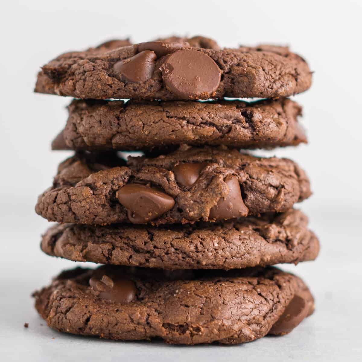 stacked chocolate cake mix cookies