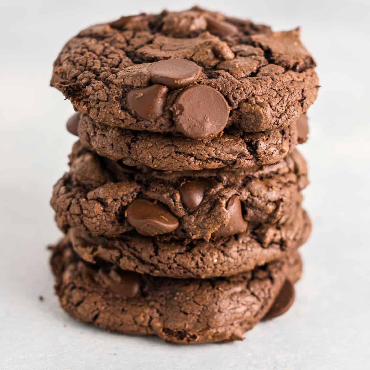 chocolate cake mix cookies stacked