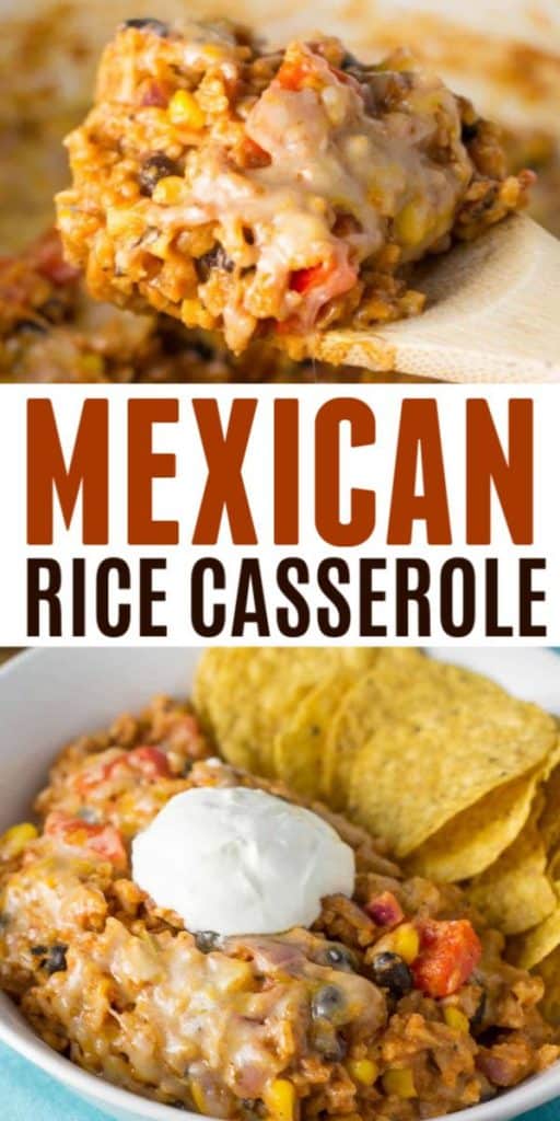 image with text "mexican rice casserole"