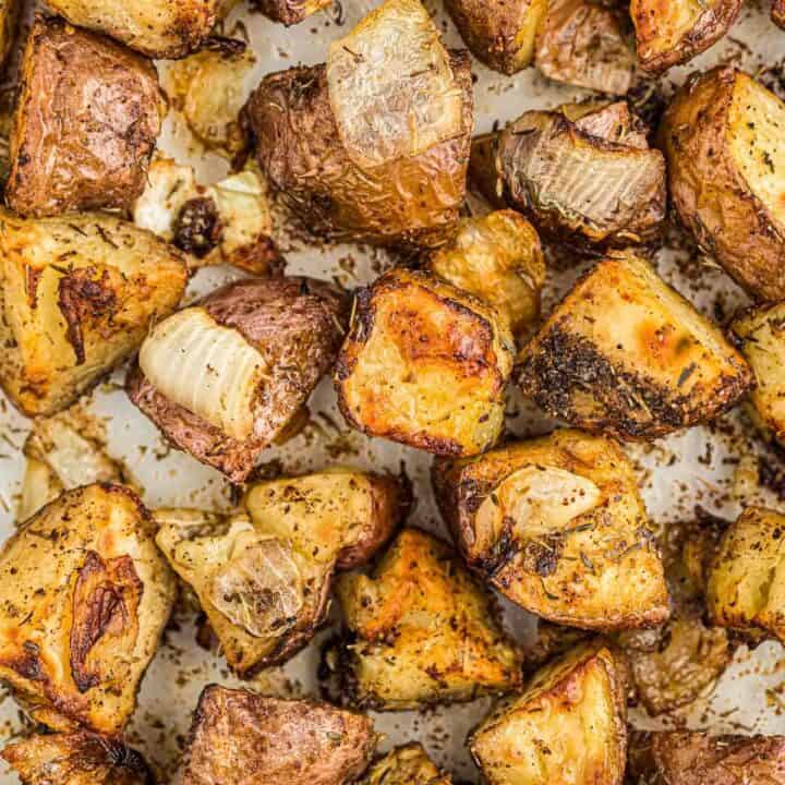 easy roasted potatoes with onions