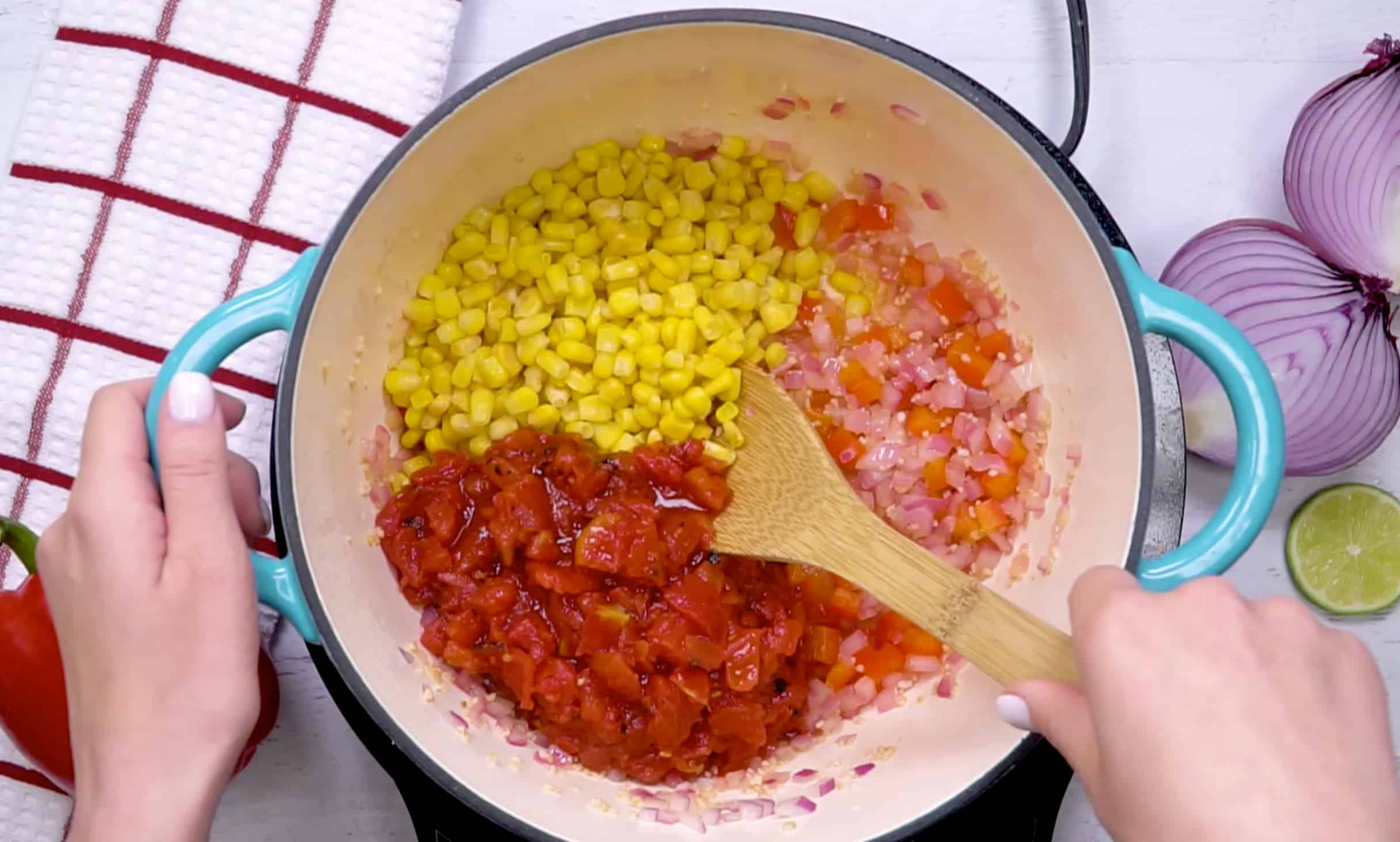 fire roasted tomatoes and corn
