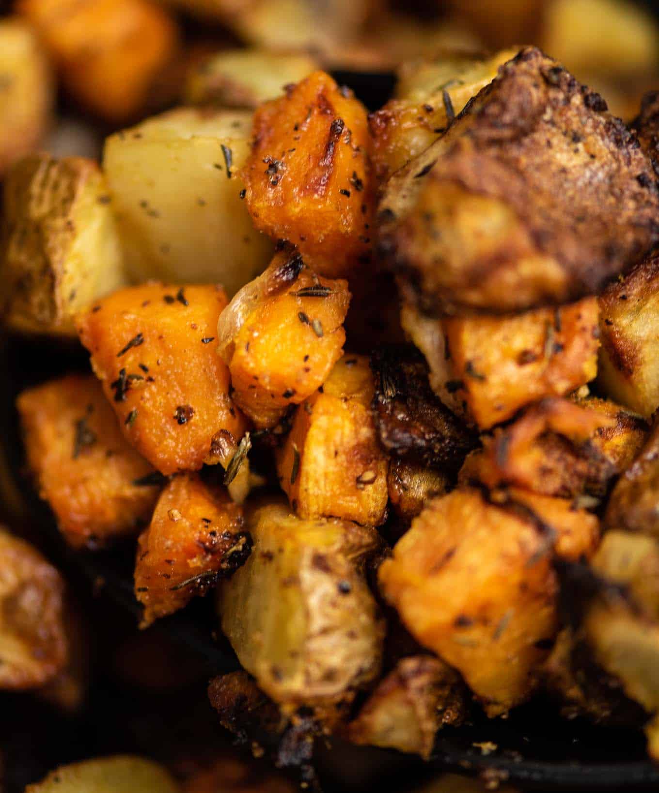 air fried sweet potatoes and russet potatoes