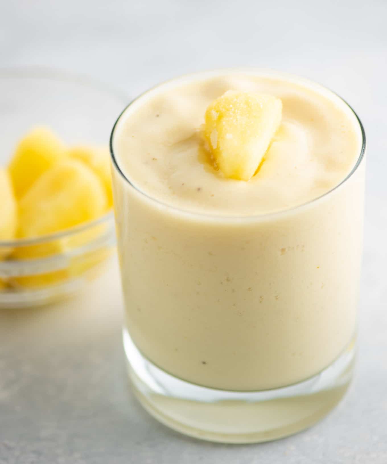 frosty pineapple smoothie in a glass
