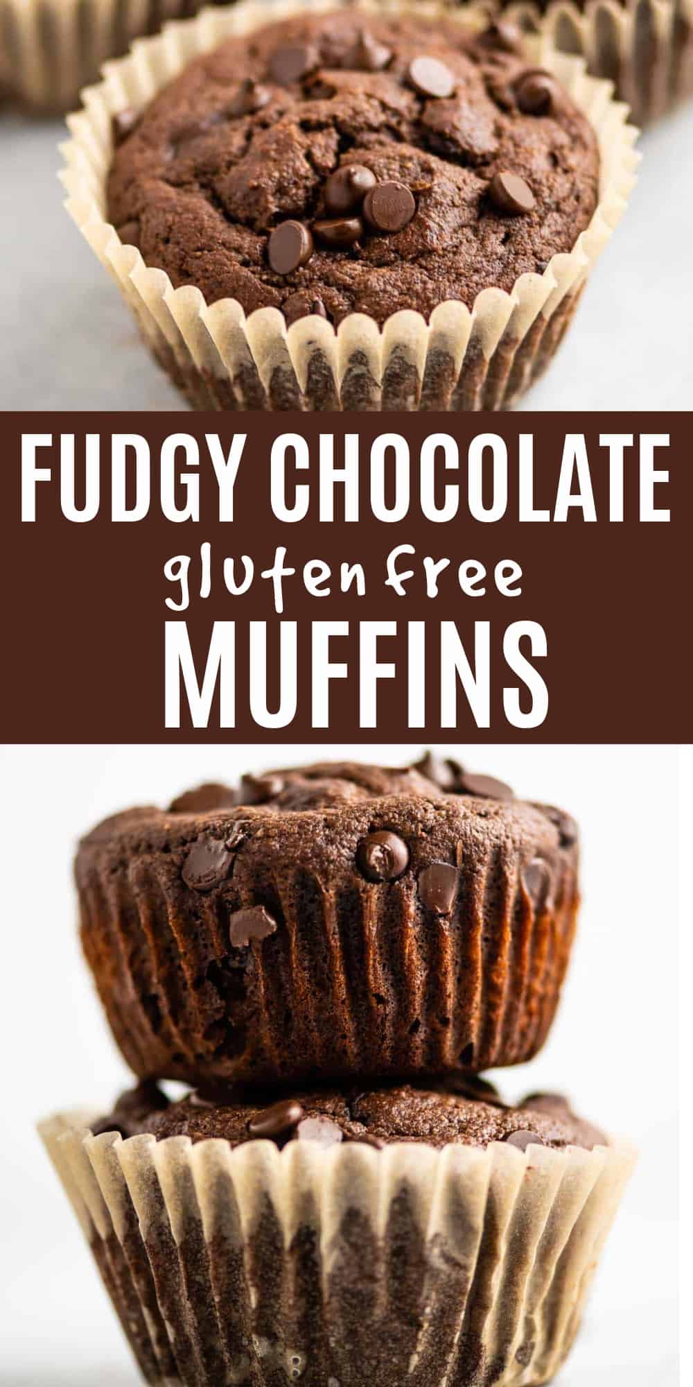 image with text "fudgy chocolate gluten free muffins"