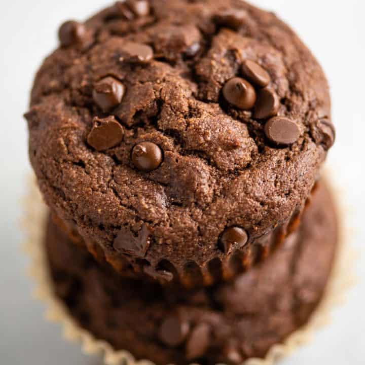 The BEST gluten free chocolate muffins - perfectly soft, light, not dense, not dry, and not too sweet. They are literally the perfect chocolate muffin!