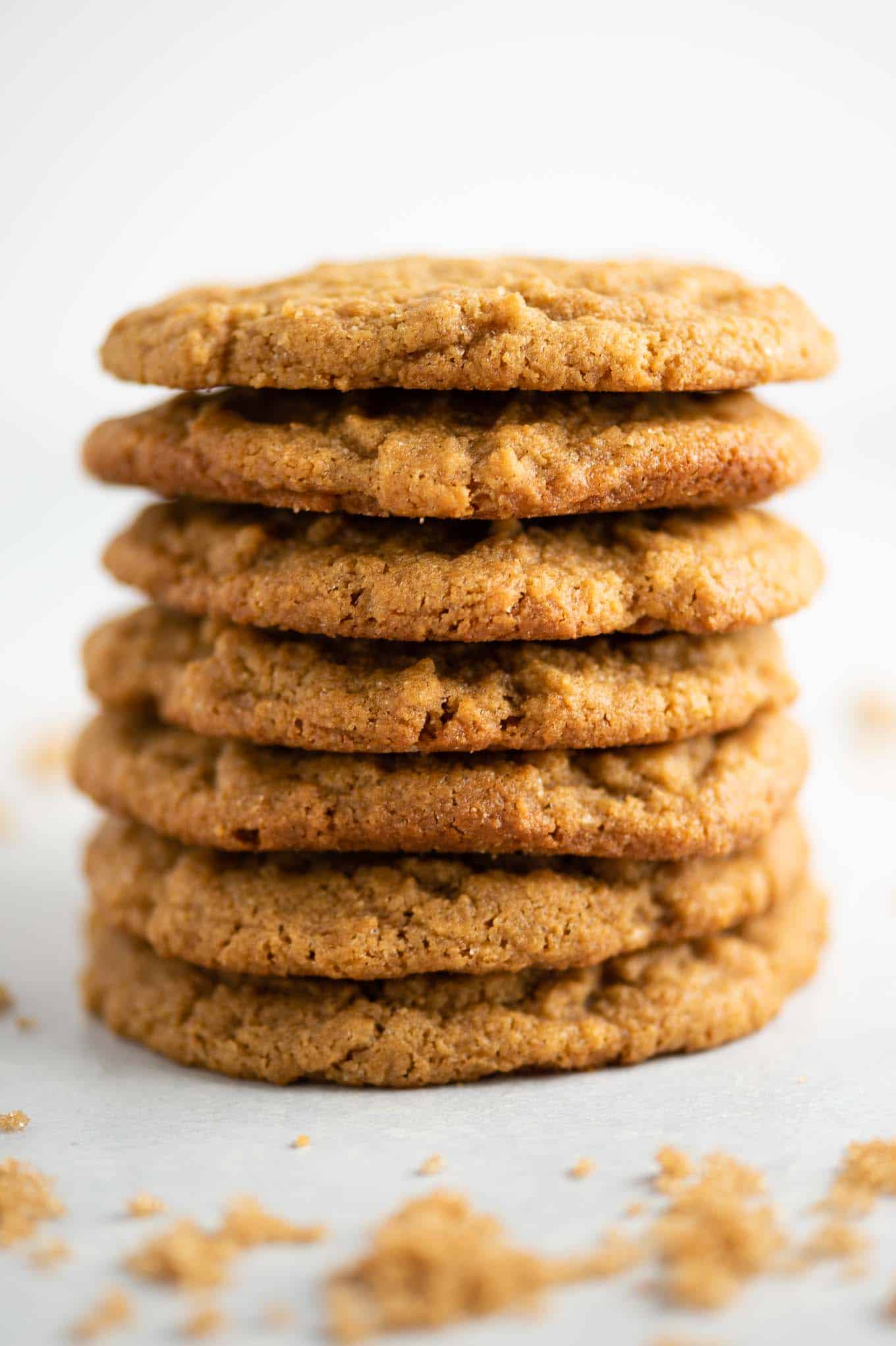 a stack of peanut butter cookies