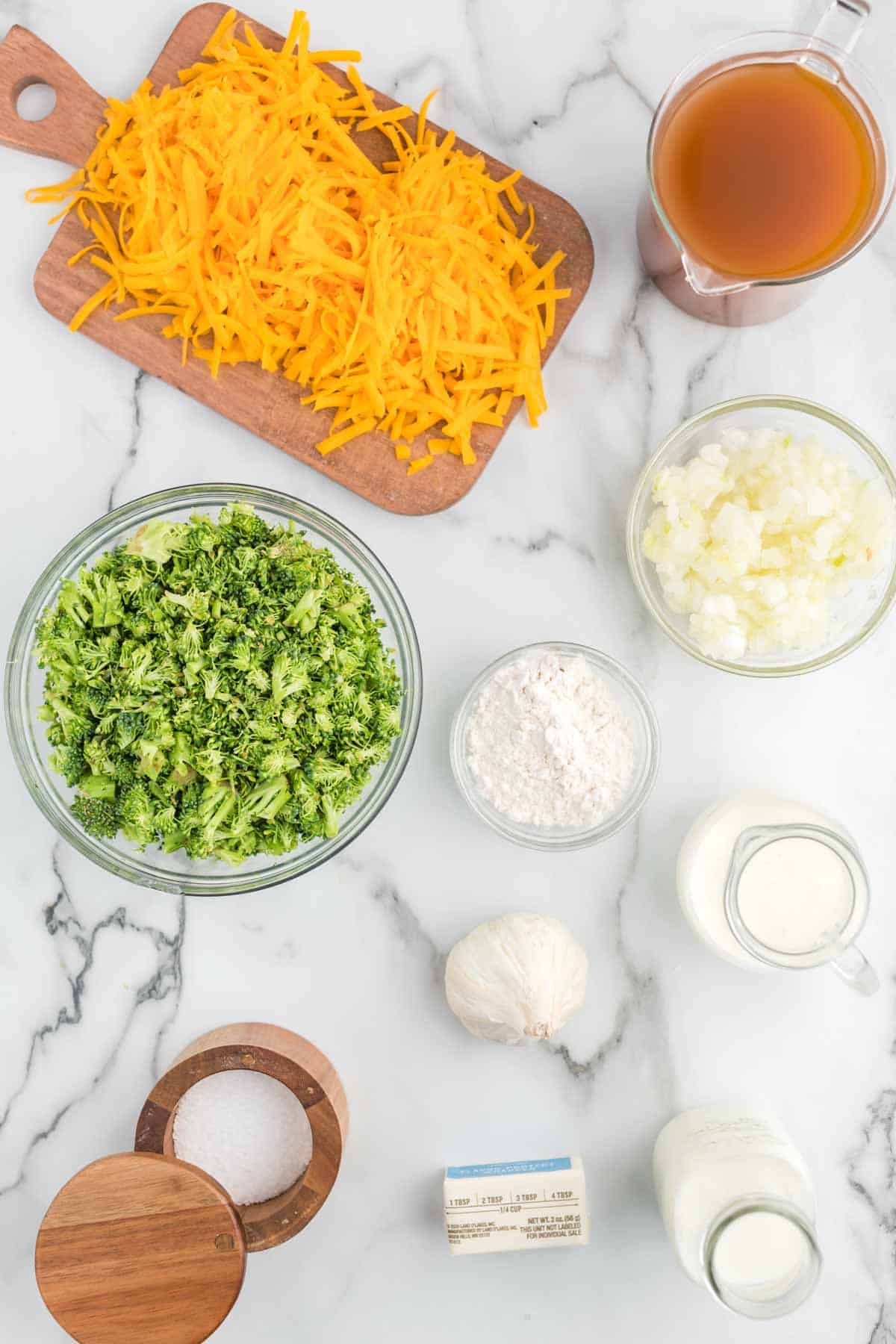 ingredients needed to make broccoli cheese soup