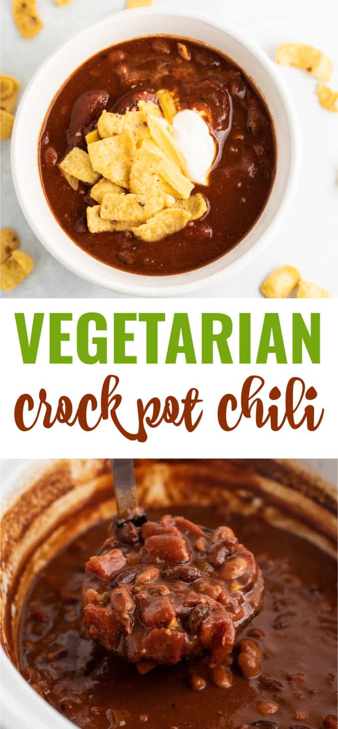 image with text "vegetarian crock pot chili"