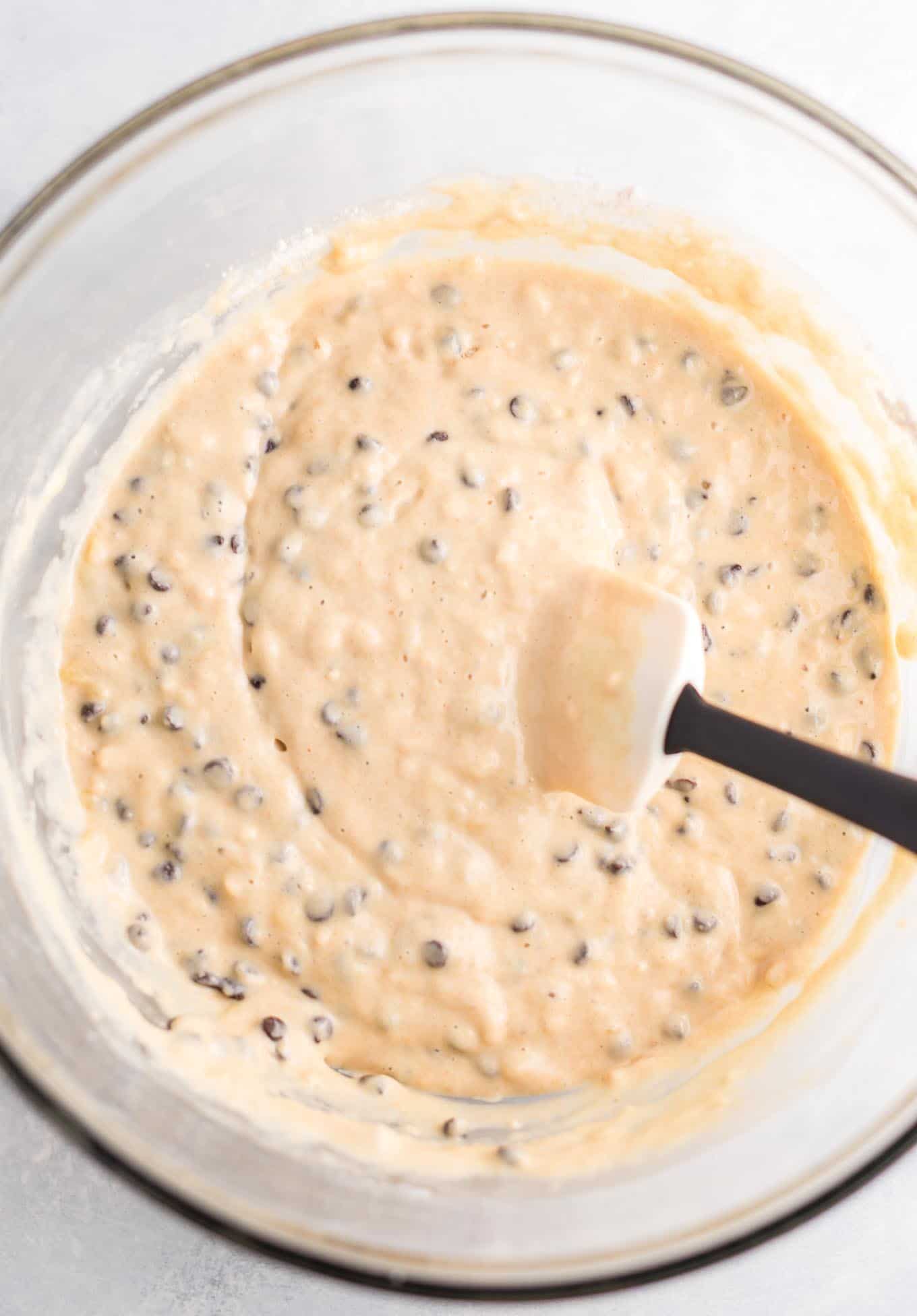 chocolate chips mixed into the muffin batter