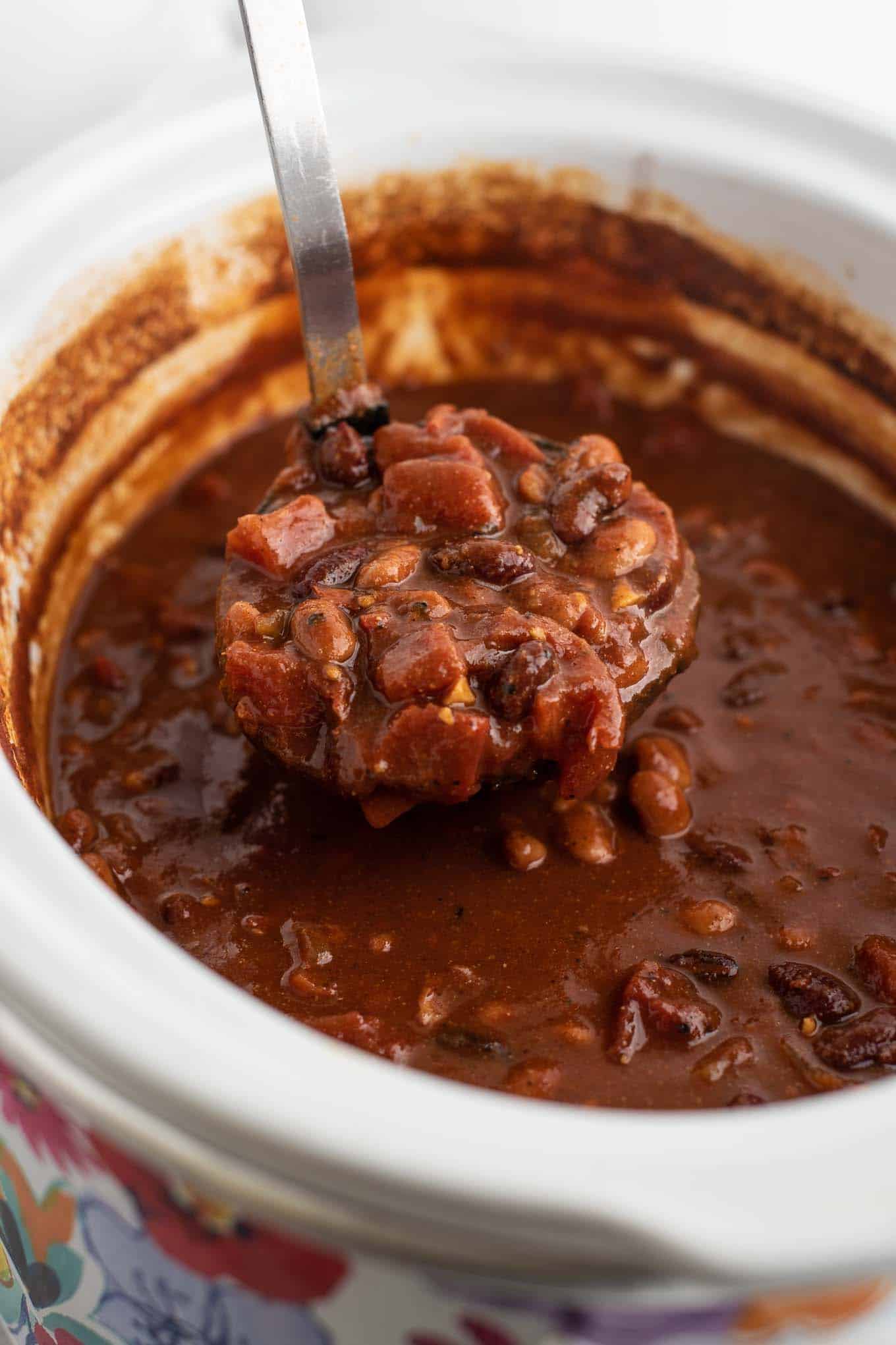 ladle full of vegan chili