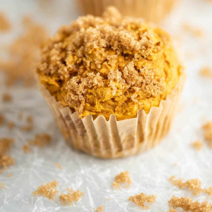 pumpkin muffin topped with brown sugar