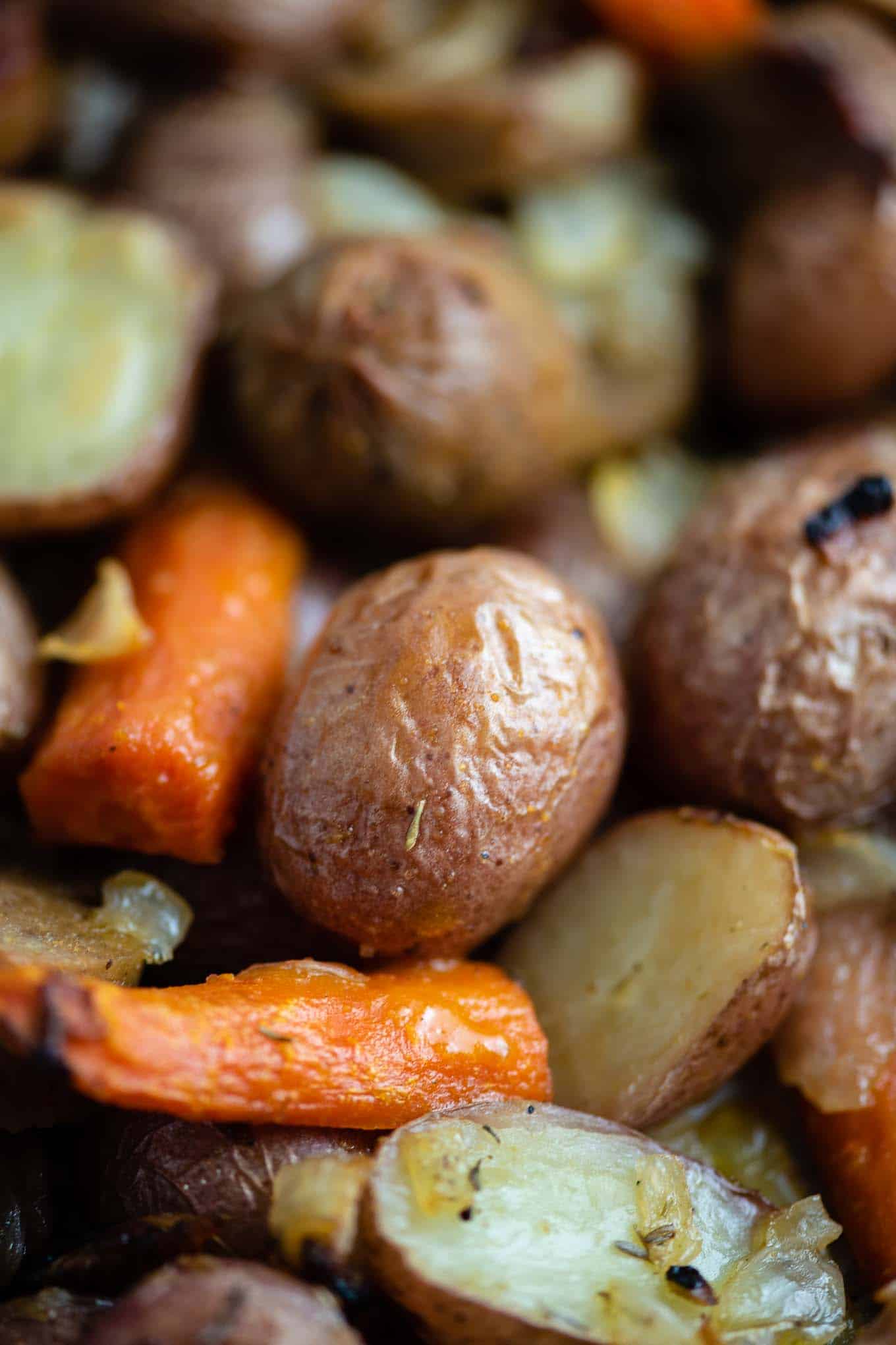 roasted potatoes and carrots