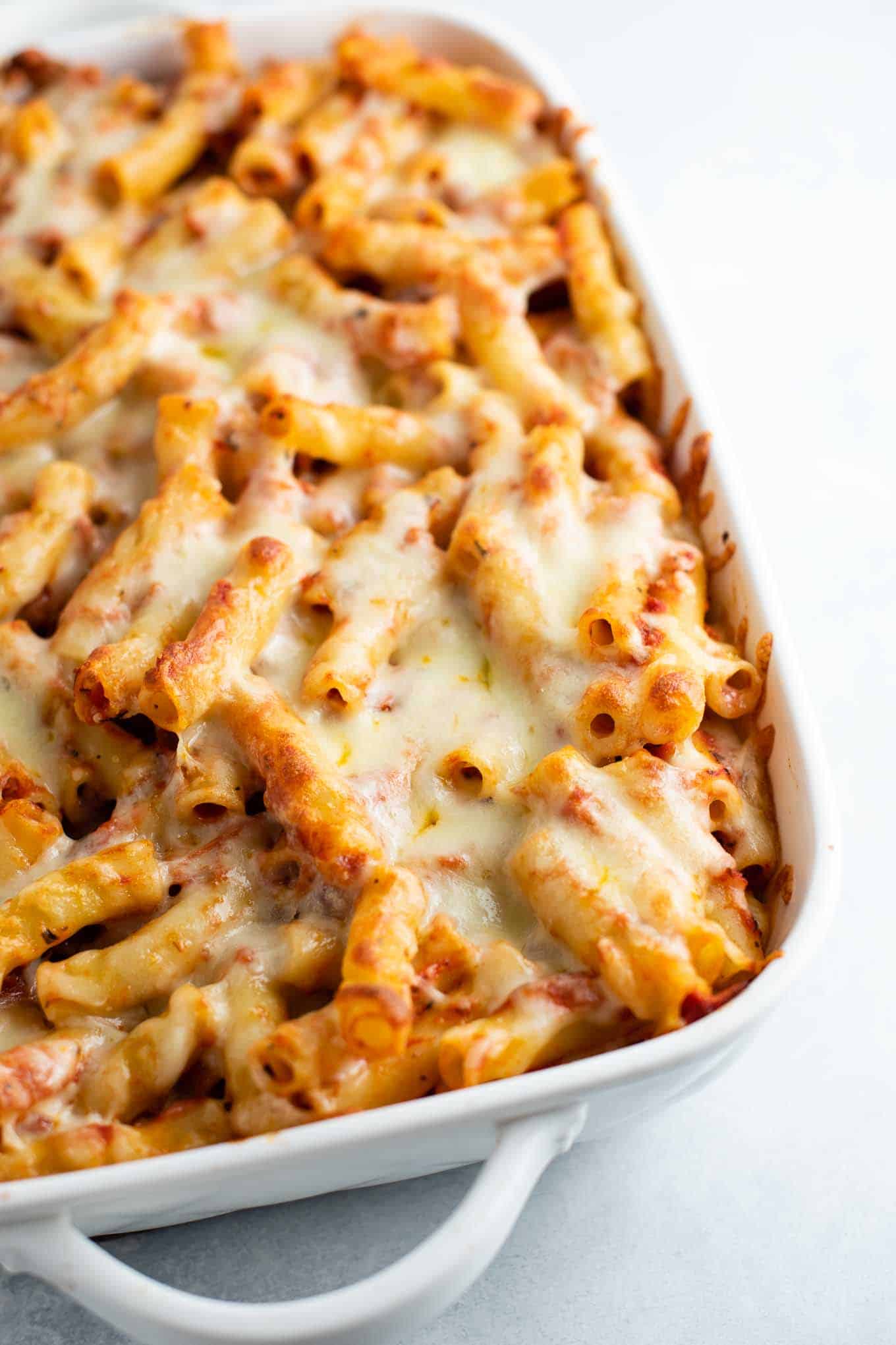 ziti in the pan before serving