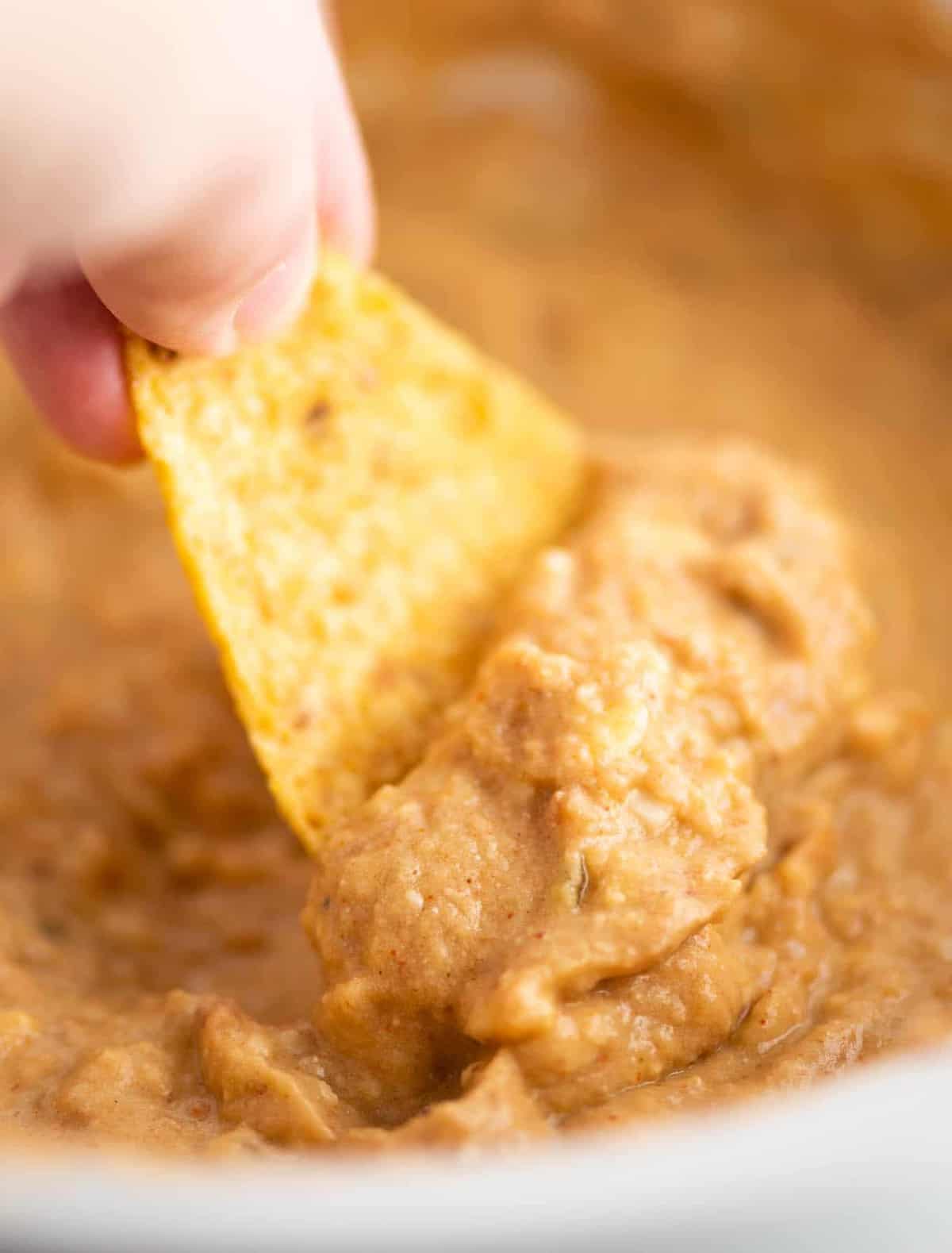 a chip dipping bean dip from the slow cooker
