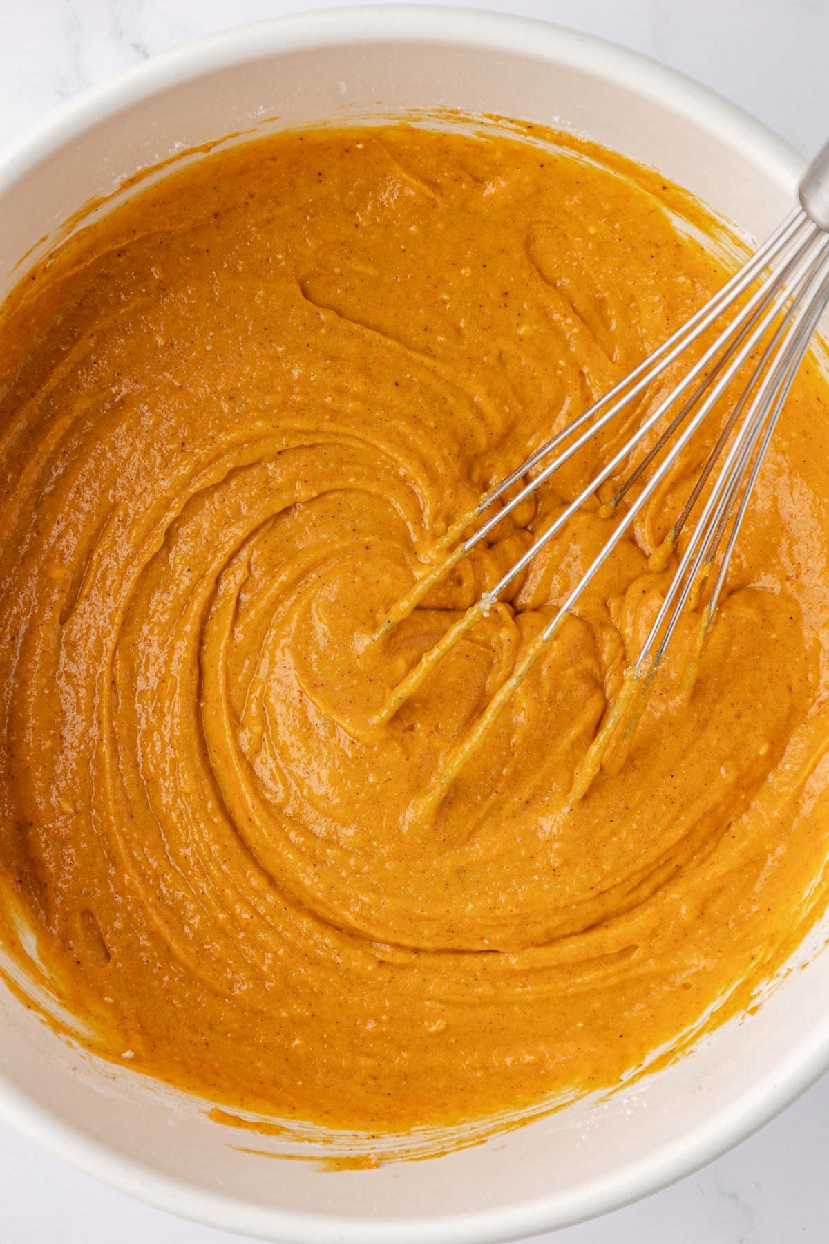 pumpkin bread batter whisked together