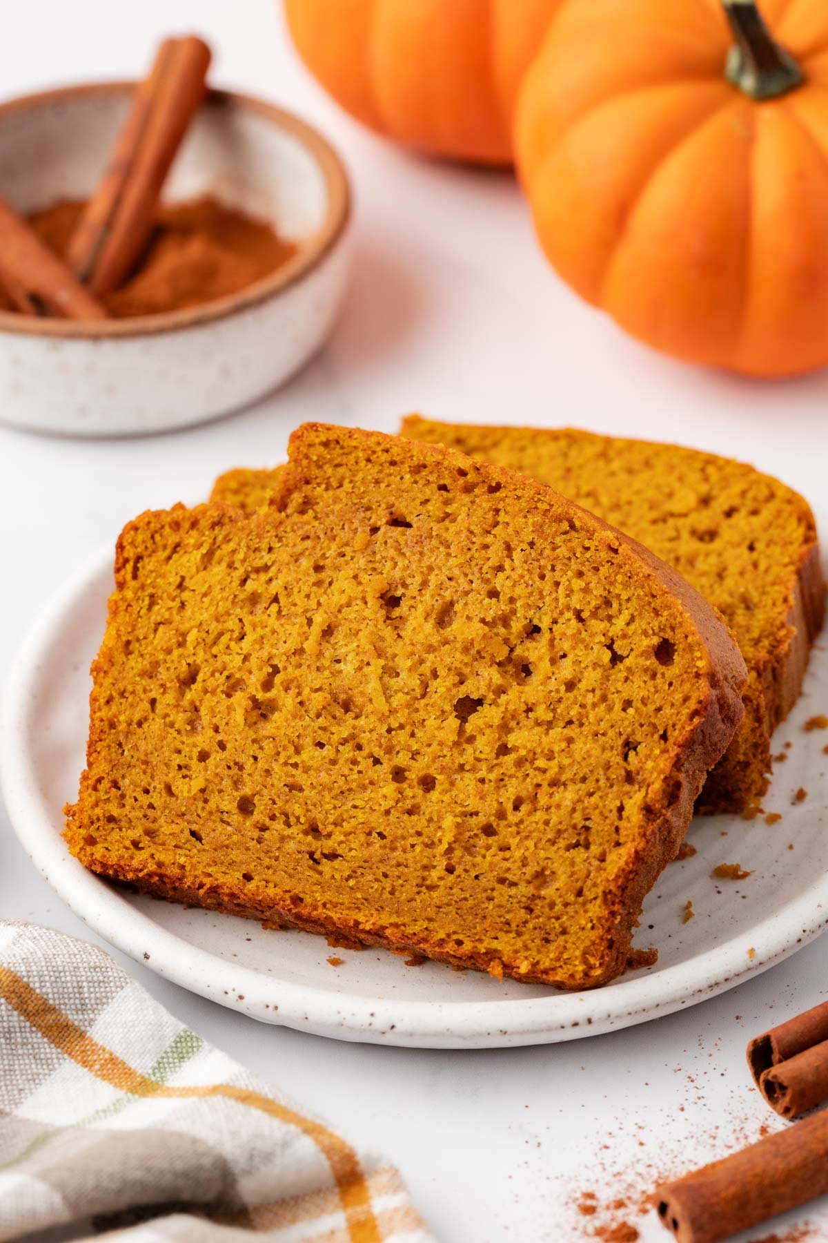 pumpkin bread slices on a plate